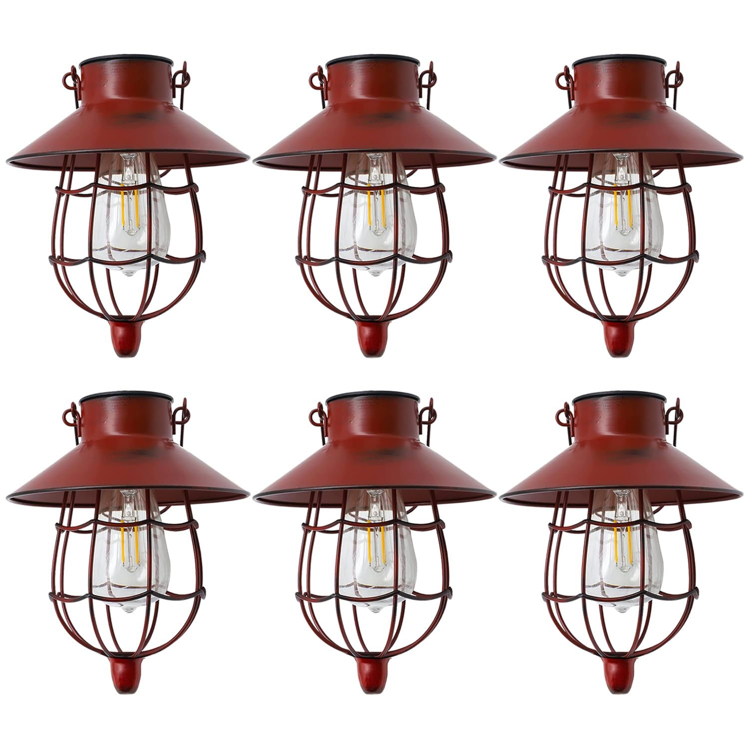 YAKii Solar Lanterns 6 Pack Metal Waterproof Outdoor Lights Warm White Red LP6