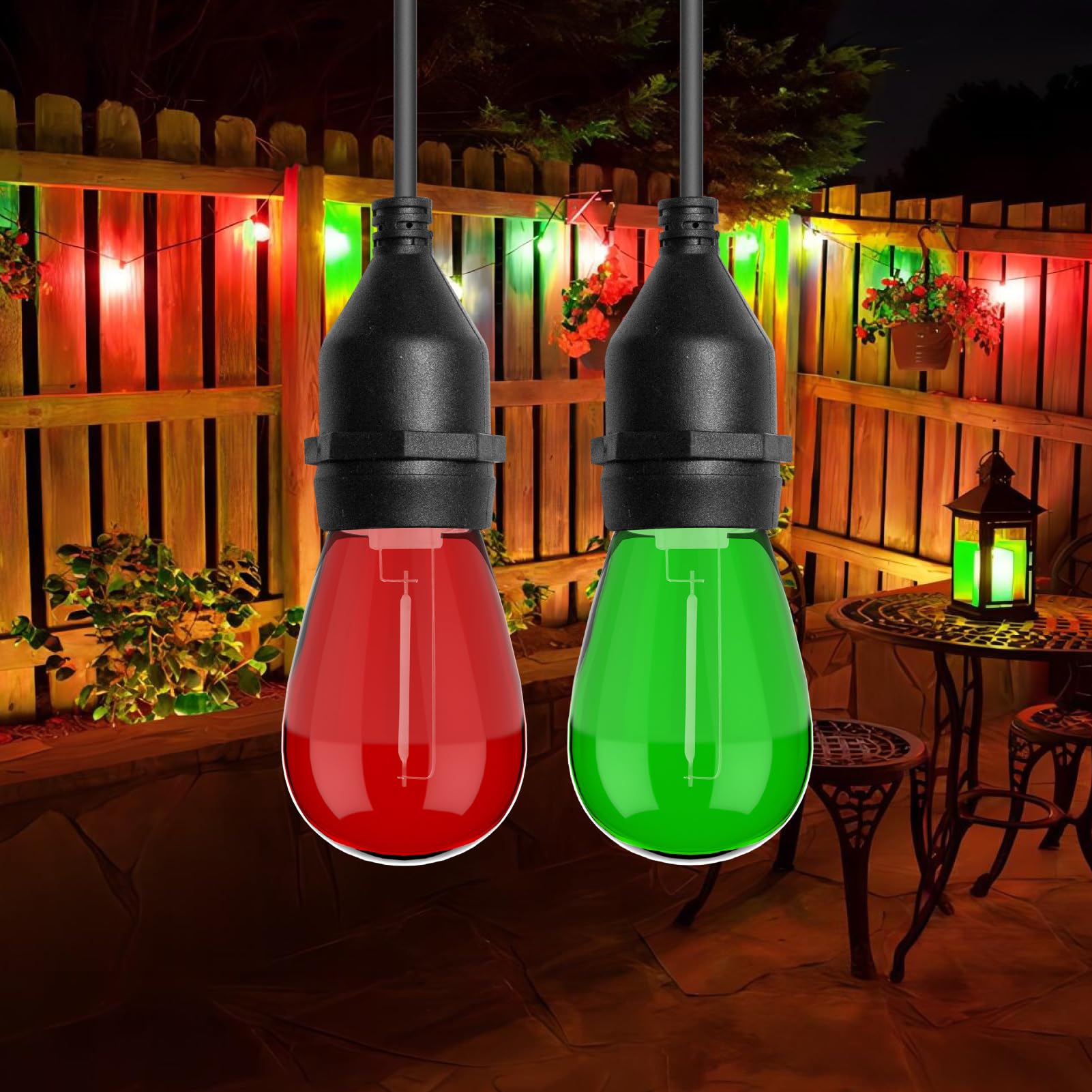 Visterlite 24 Pack Red Green S14 Christmas Light Bulbs, 1 Watt Plastic Shatterproof Led Replacement Bulbs For Indoor Outdoor Pat