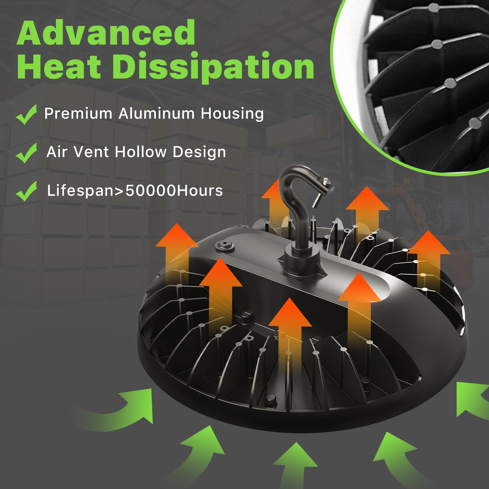 Glitgate Led High Bay Light 150W, 21000Lm 5000K Ufo Lights(600W Mh/Hps Equiv.),Commercial Bay Lighting With 5Ft Cable Us Plug For Garage Shop Barn Warehouse, 6 Pack