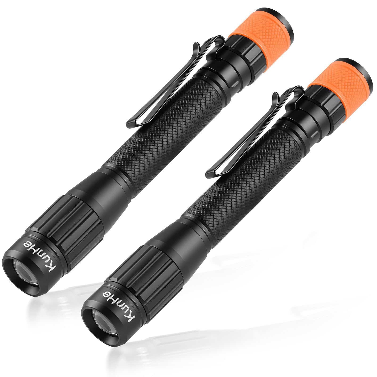 KunHe 2PACK 480 Lumens Small LED Pen Flashlight Rechargeable IPX6 Waterproof 2 Light Modes Pocket zoomable Pen Flashlight with P