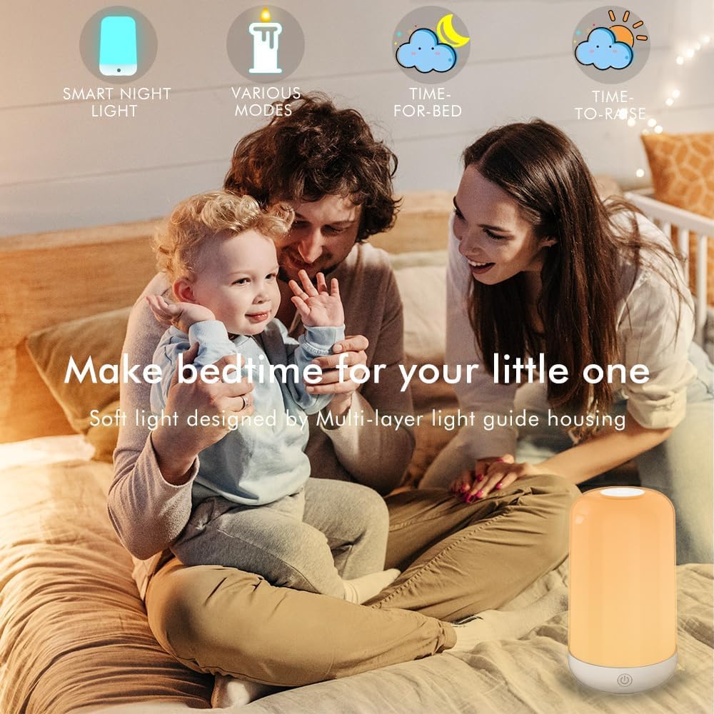 Yhw Smart Touch Rgb Table Lamp, Dimmable Rechargeable Led Nightstand Lamp For Bedroom & Nursery