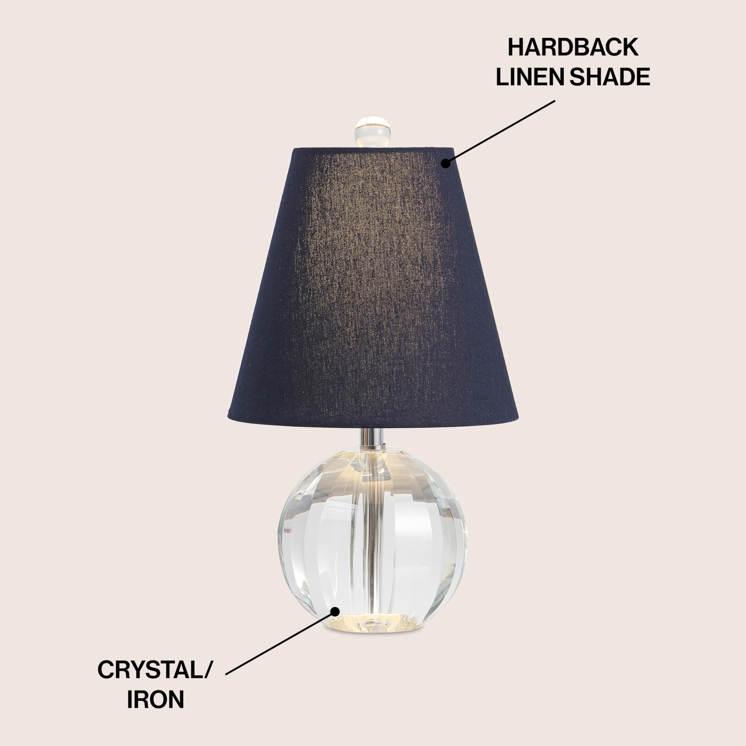 Jonathan Y Jyl2079D Goddard 16'' Crystal Ball/Metal Led Table Lamp For Bedroom, Living Room, Office, College, Book Case, Nightst