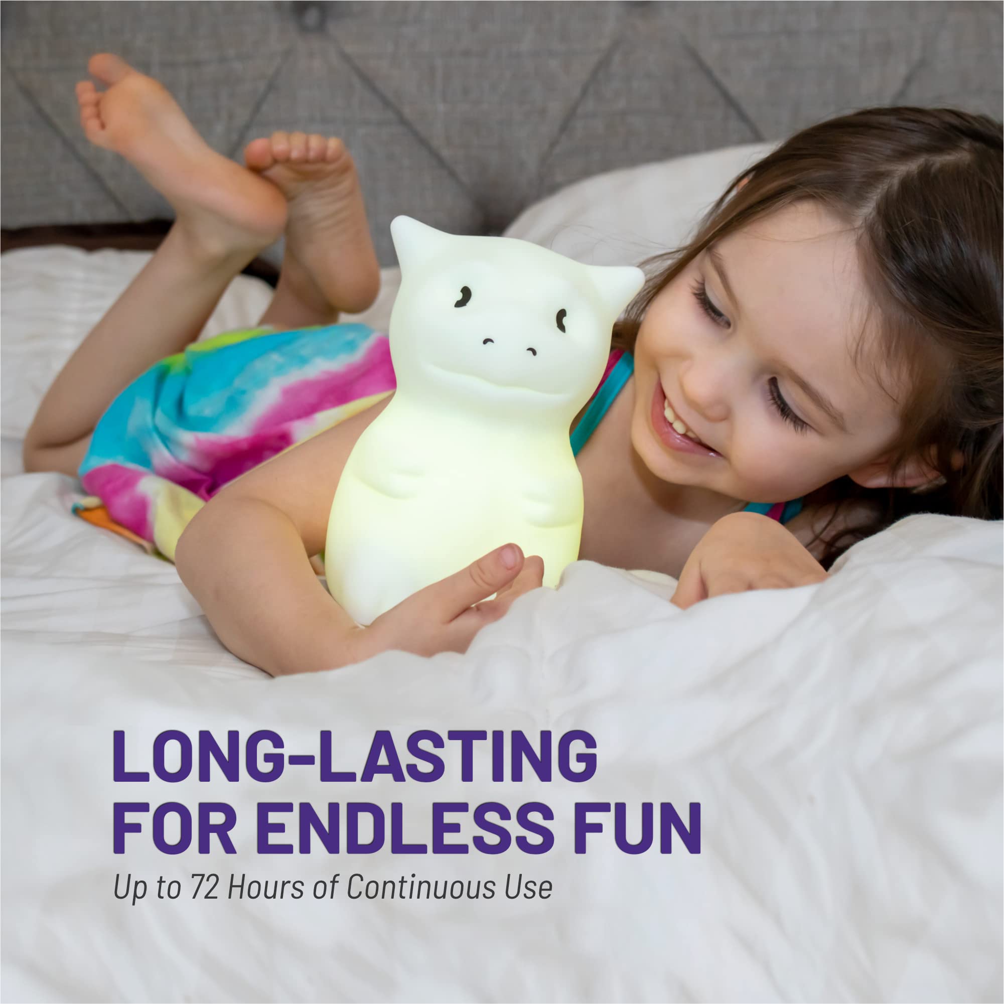Lumipets Dragon Night Light, Silicone Rubber Nursery Lamp for Kids, Multicolor, Model LumiPets7