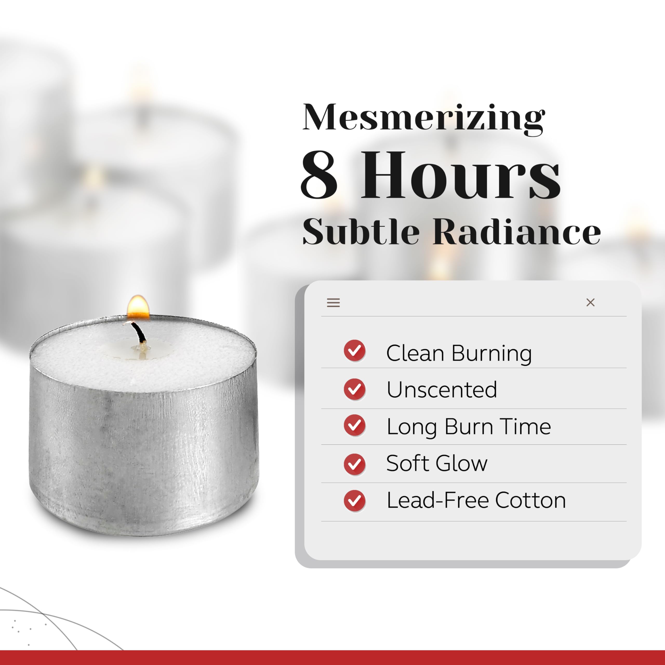 Parnoo White Tea Light Candles, 250 Pcs – 8-Hour Long Burn Time Small Candles, No Soot, Unscented With Cotton Wick In Metal Cups – Bulk Pack Of Candles For Romantic Dinners, Weddings, Spas, & Hotels