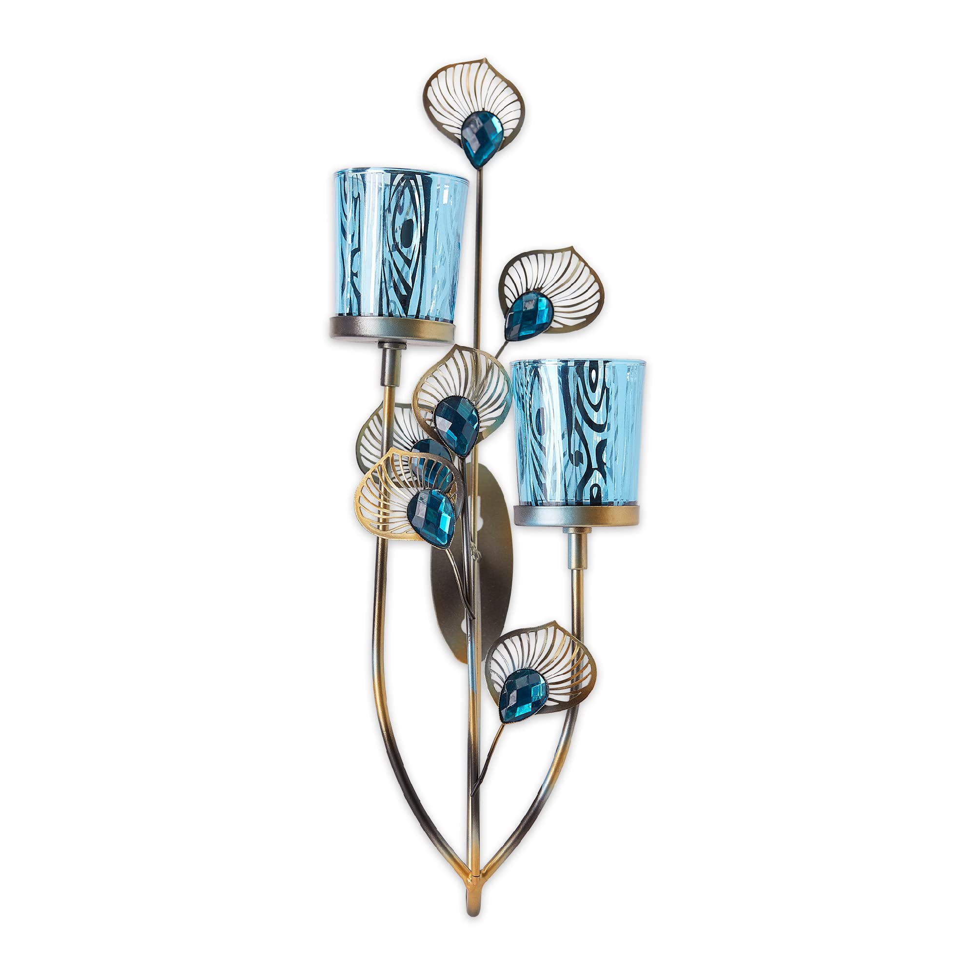 Accent Plus Exotic Peacock Plume Wall Sconce