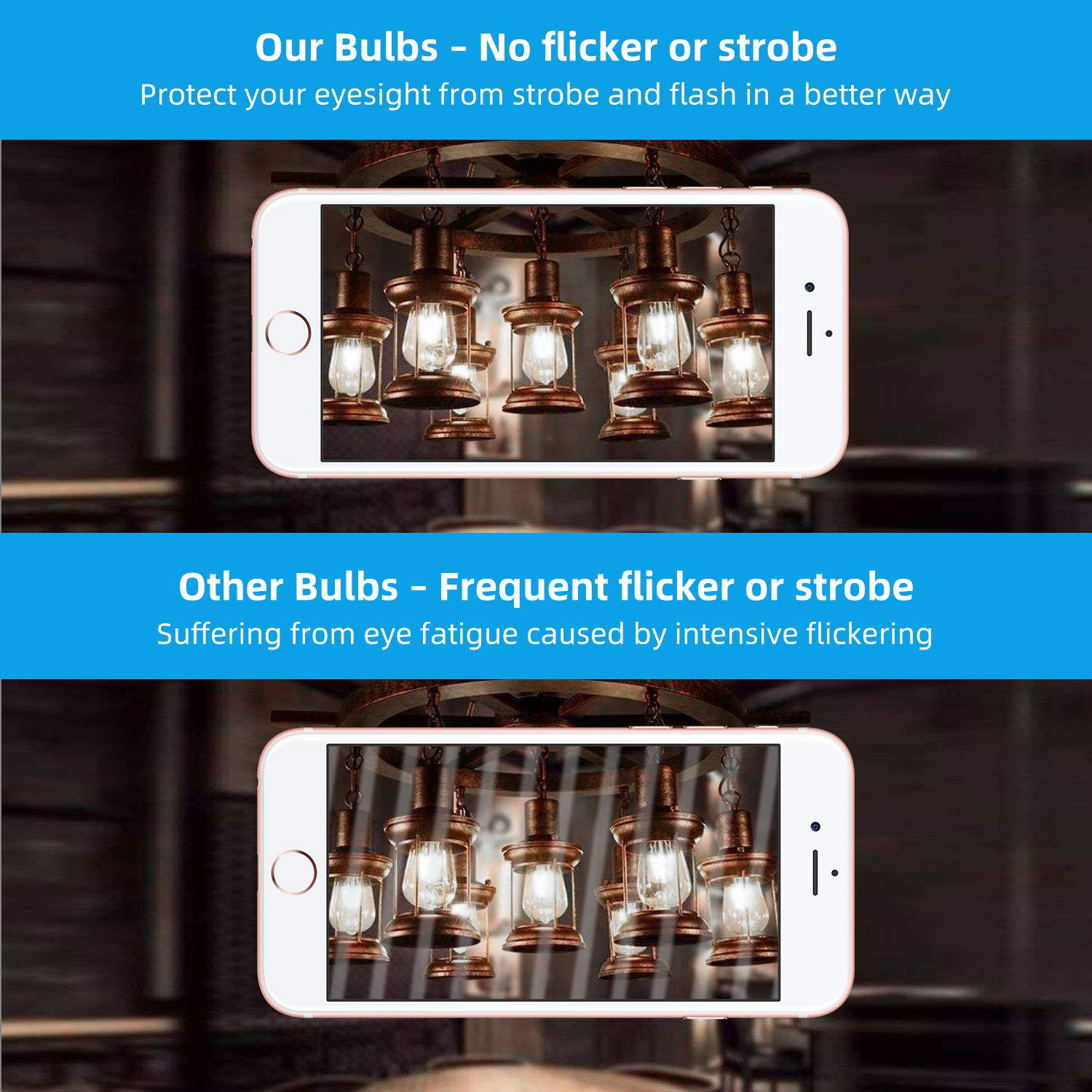 Brightever 4-Pack LED Edison Light Bulbs, 8W, 100W Equivalent, 1400 Lumens, 5000K Daylight White, E26 Base, Antique