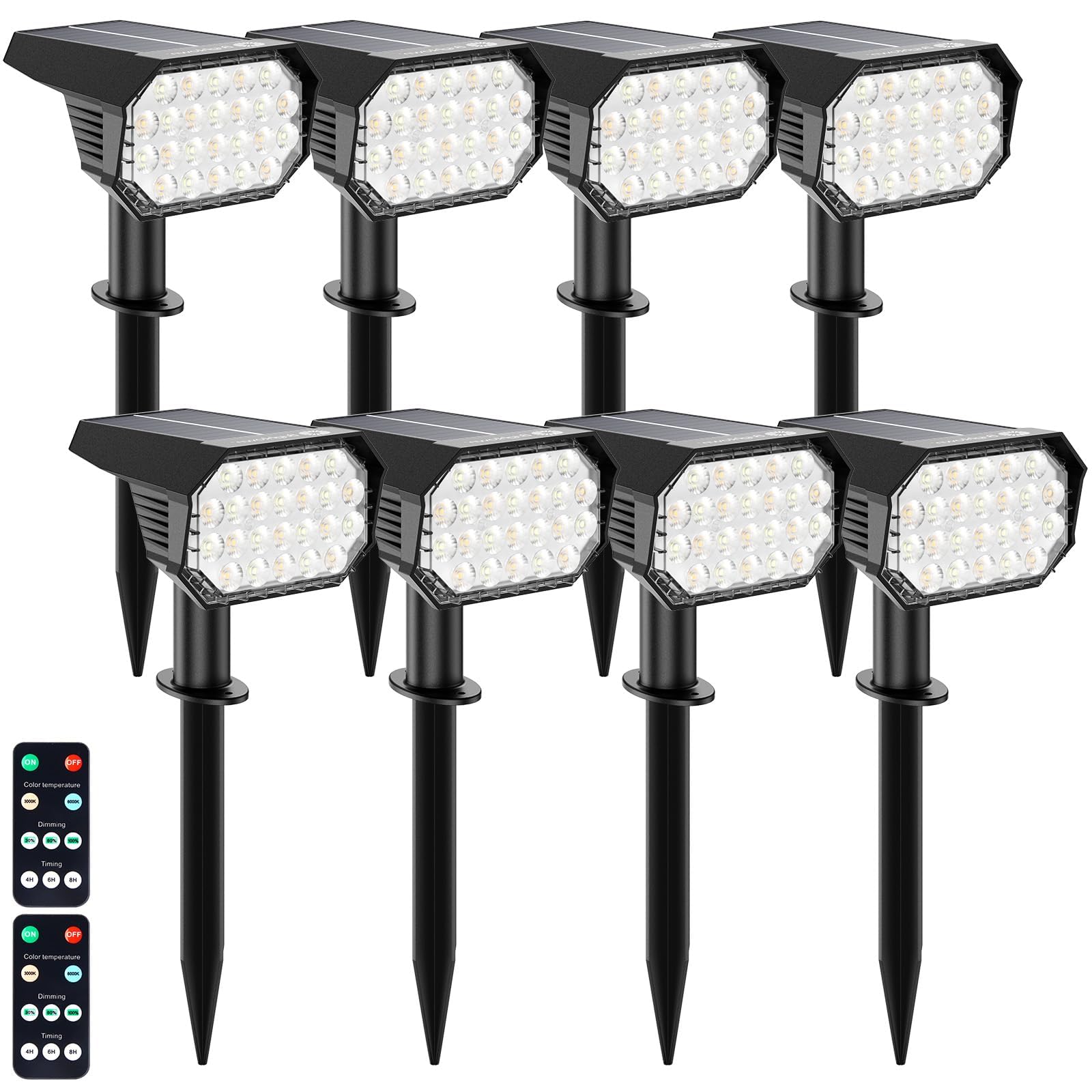 Brightown Solar Spot Lights Outdoor, 3 Modes, 8 Pack, Waterproof, Cool & Warm White, Remote Control, Model 4