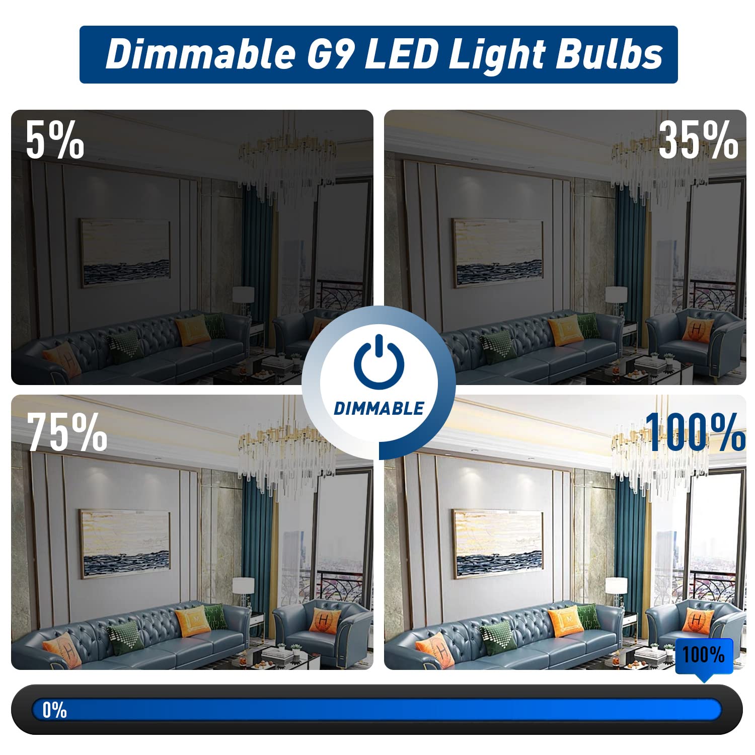 Lososuch Dimmable G9 Led Bulb 6000K Daylight, 3W G9 Base Chandelier Light Bulb Daylight White,20W 25W 30W Halogen Replacement G9
