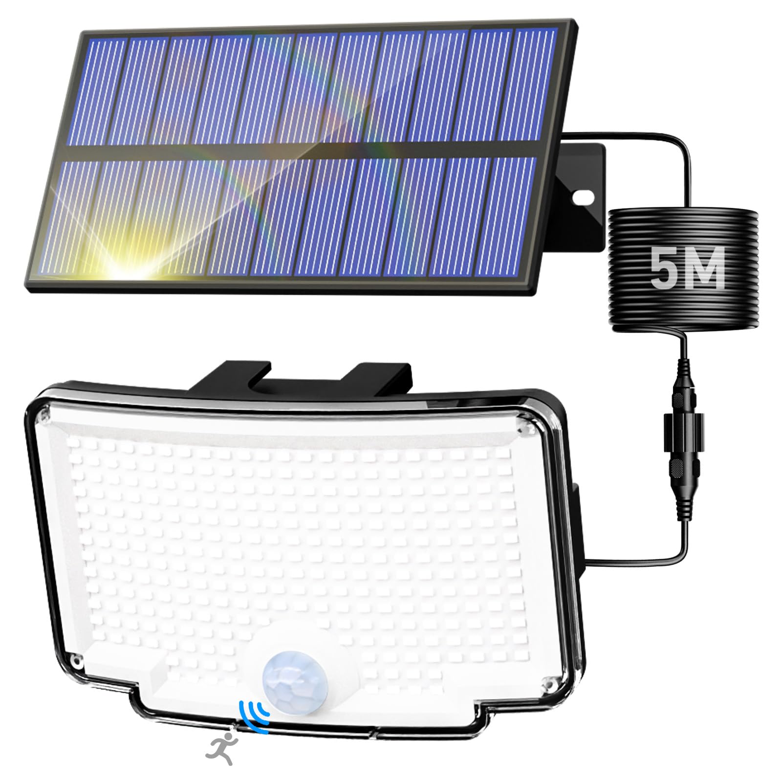 Peasur Solar Motion Lights Outdoor  318 LED Solar Security Light with 3 Modes  IP65 Waterproof Powered Flood Lights for Outside Garden Patio Garage Yard Backyard