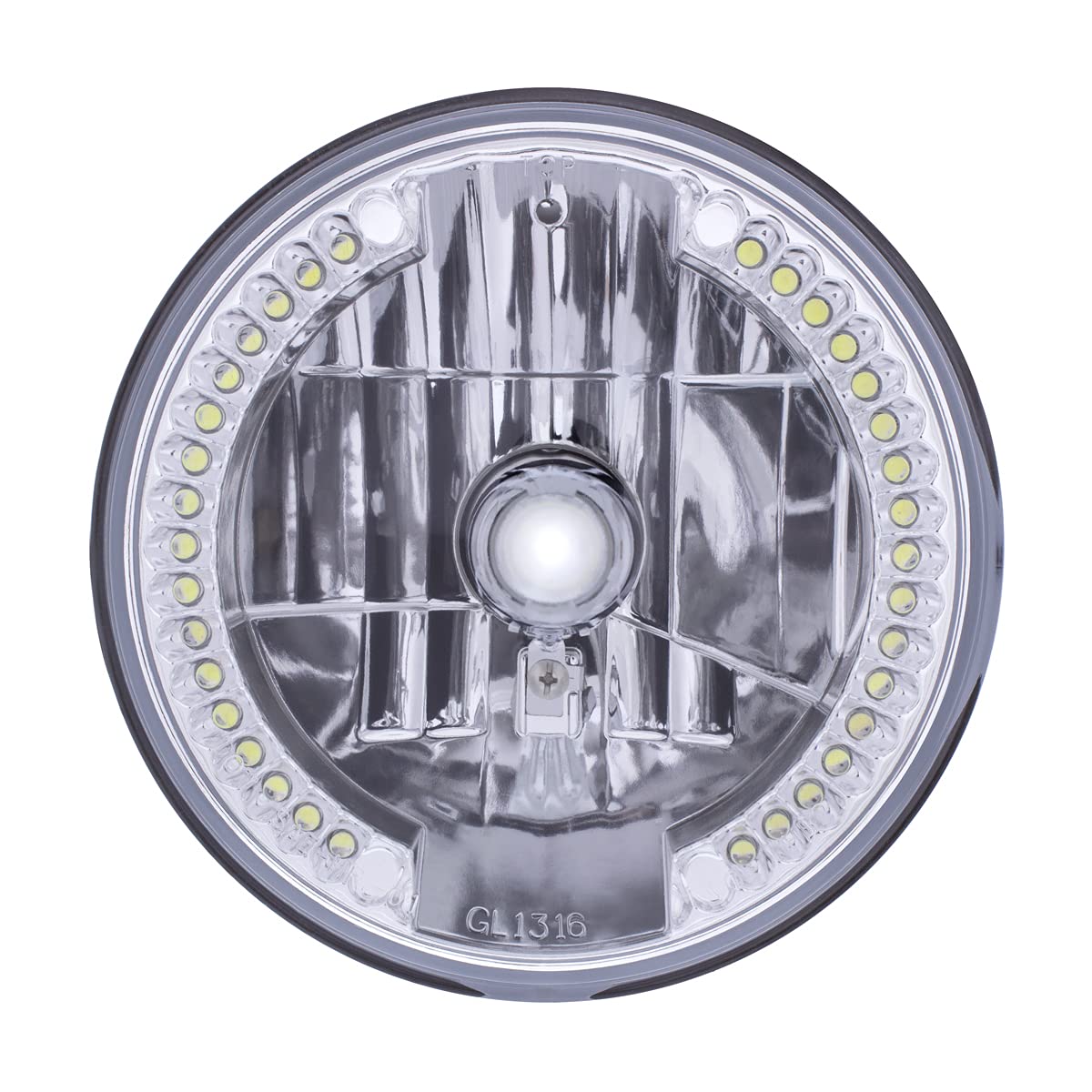 United Pacific 31379 7    Round Crystal Headlight W/34 White Led Position Light, Reinforced Aluminum Reflector, Anti-Vibration -