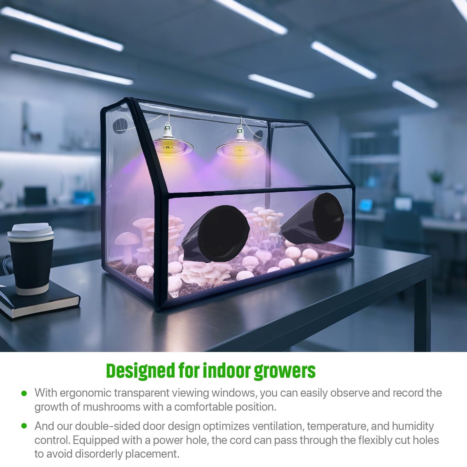 Ehaijia Large Still Air Box Mushroom Grow Set, 30"x20"x20", Aluminum Mycology Fume Hood with 360° Lights, Ideal for Indoor Growers