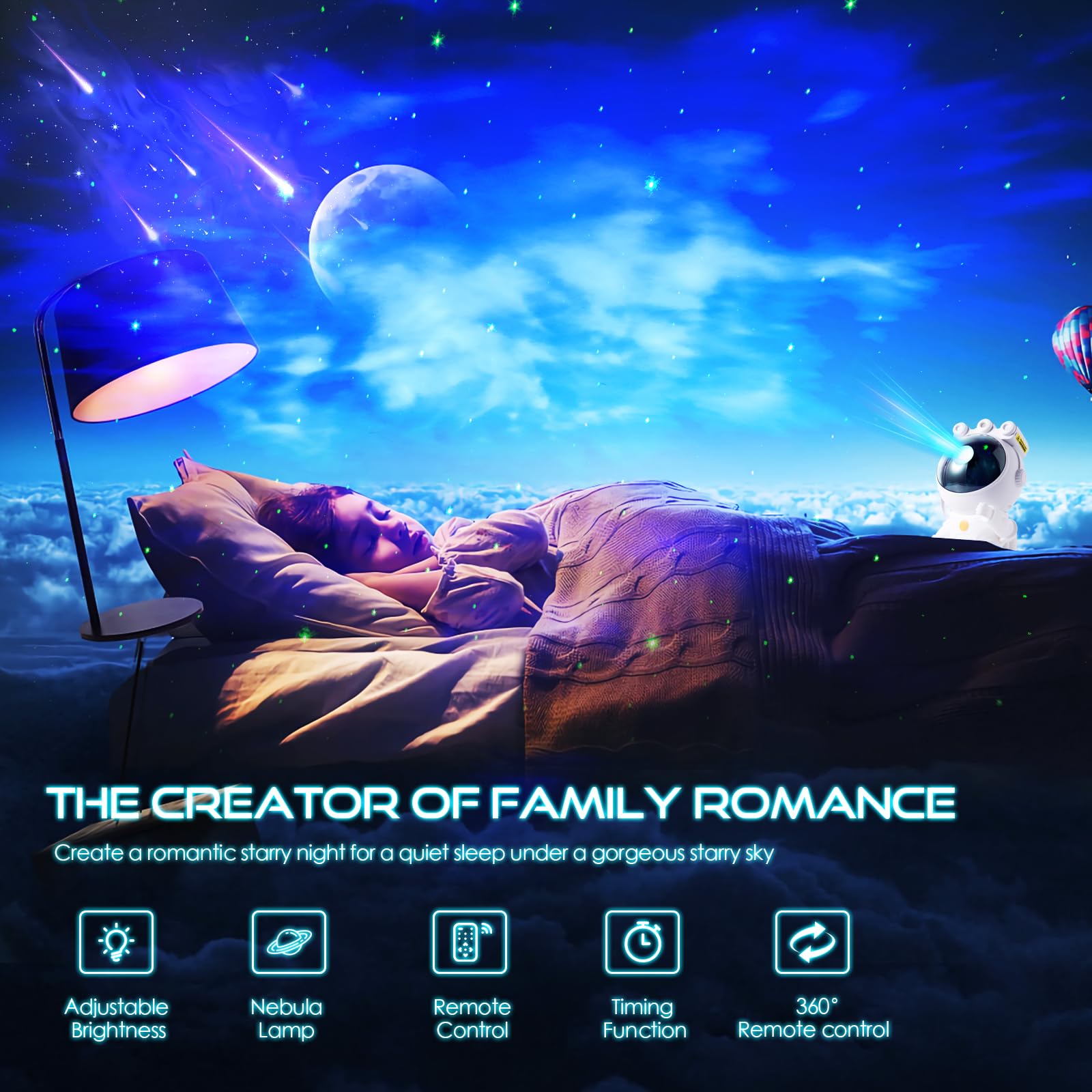 Star Projector, Astronaut Galaxy Projector Night Light, Projection Lamp with Timer, Remote Control,Bedroom Decor Aesthetics, Gif