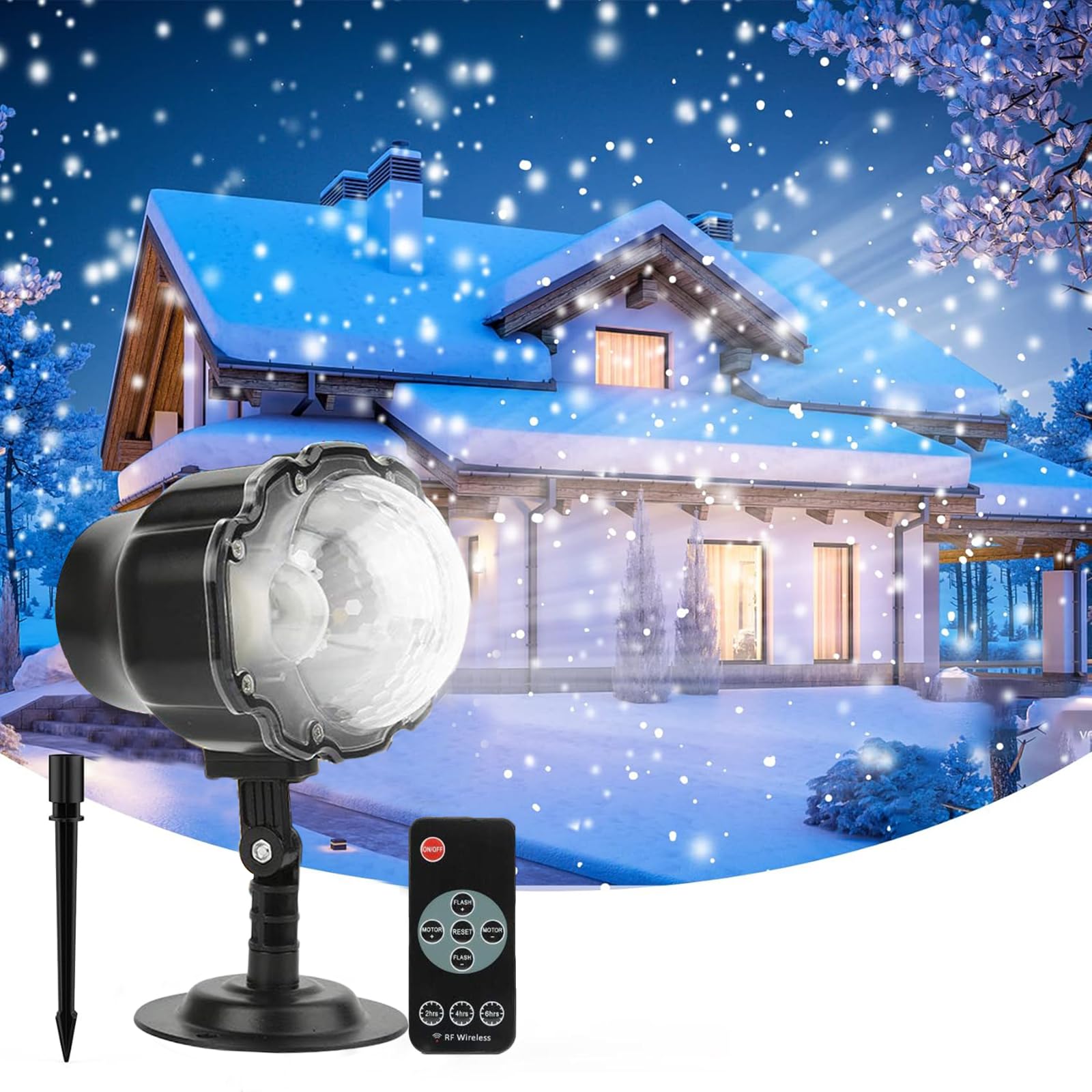 Christmas Snowfall Projector Light, Yokgrass LED Snow Projector Outdoor Holiday Lights IP65 Waterproof with Remote Control Dynam