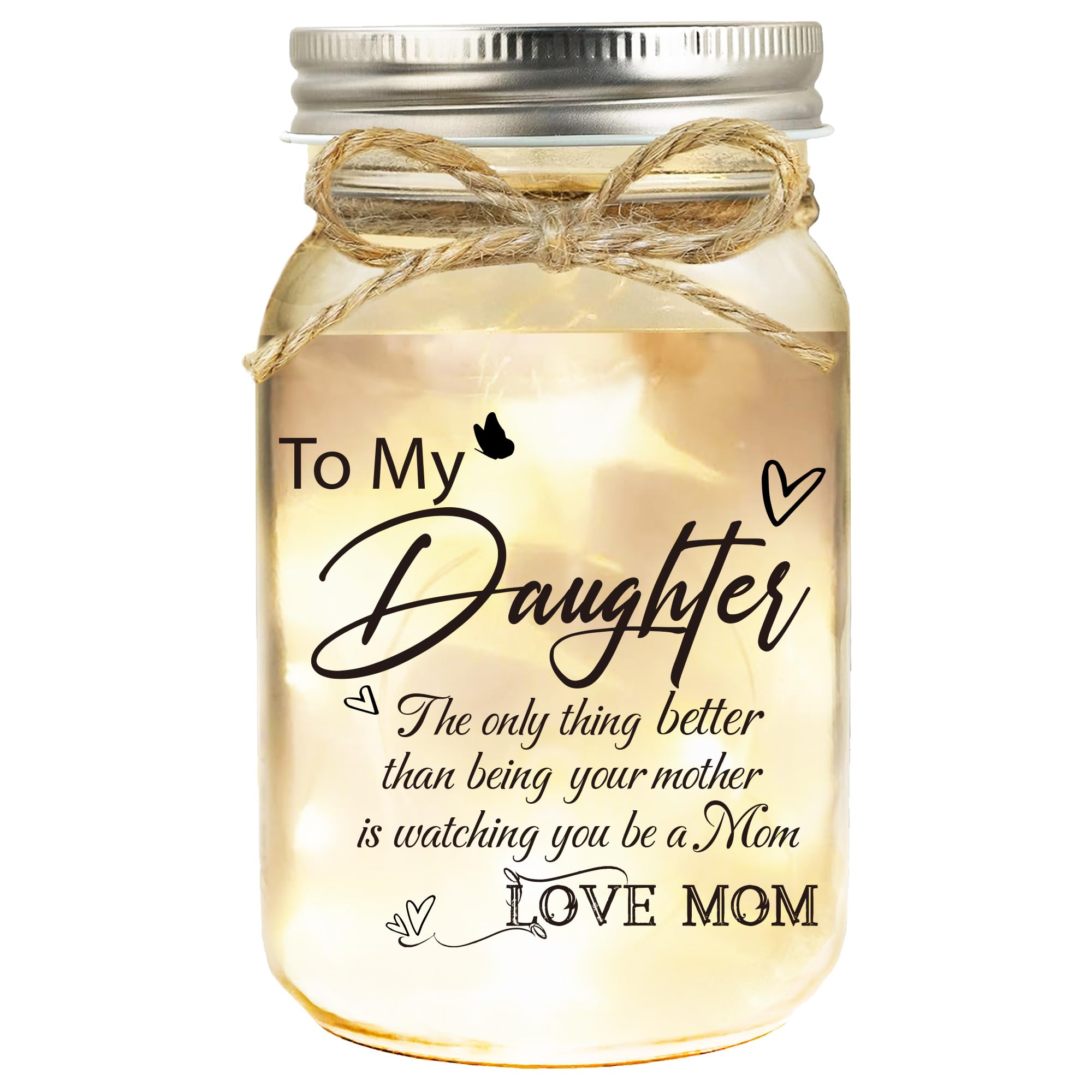 Mason Jar Light for Daughter - daughter gifts from mom, Unique Light Up Jar with Starry Night Projection for Home Decor, Thought