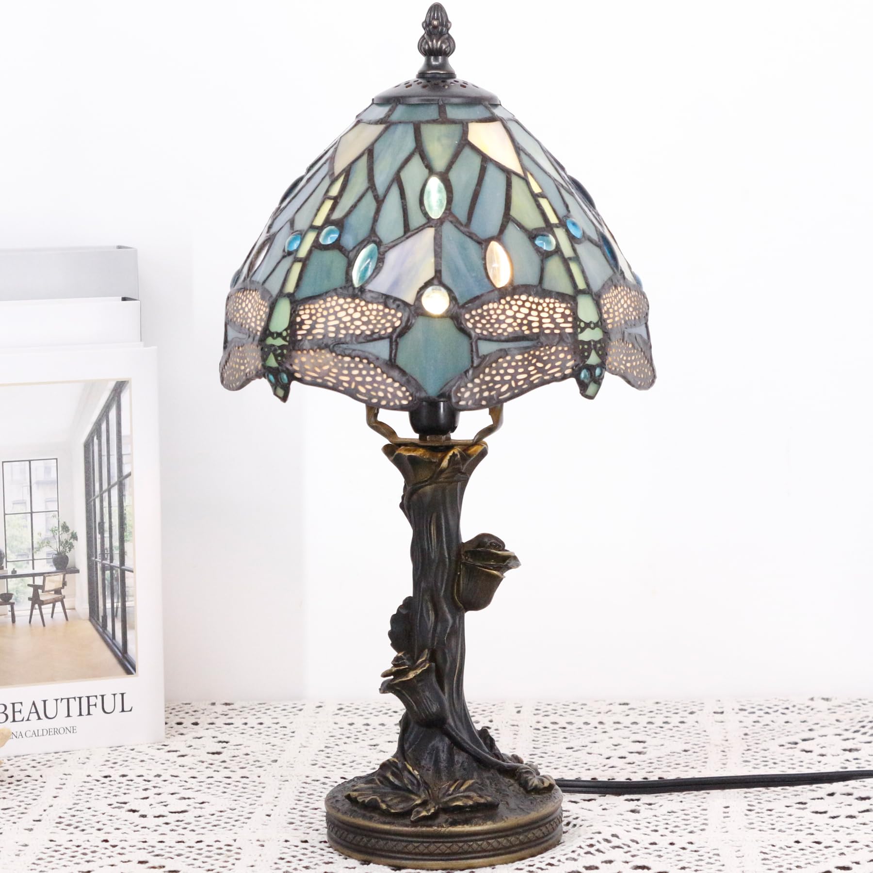 TCODTPOL Tiffany Table Lamp Base Replacement, Bronze Resin, D (W5H15 Inch), Model W08T02