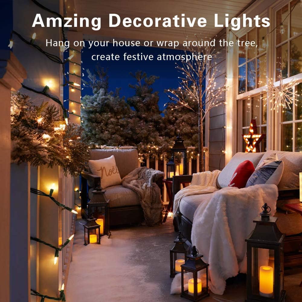 Odeetronic Clear Christmas Twinkle Lights, 21.63Ft 100 Count Incandescent Christmas Lights, 2 Modes Ul Certified Warm Christmas Lights, Connectable Mini Tree Lights For Room Wedding Party, Green Wire