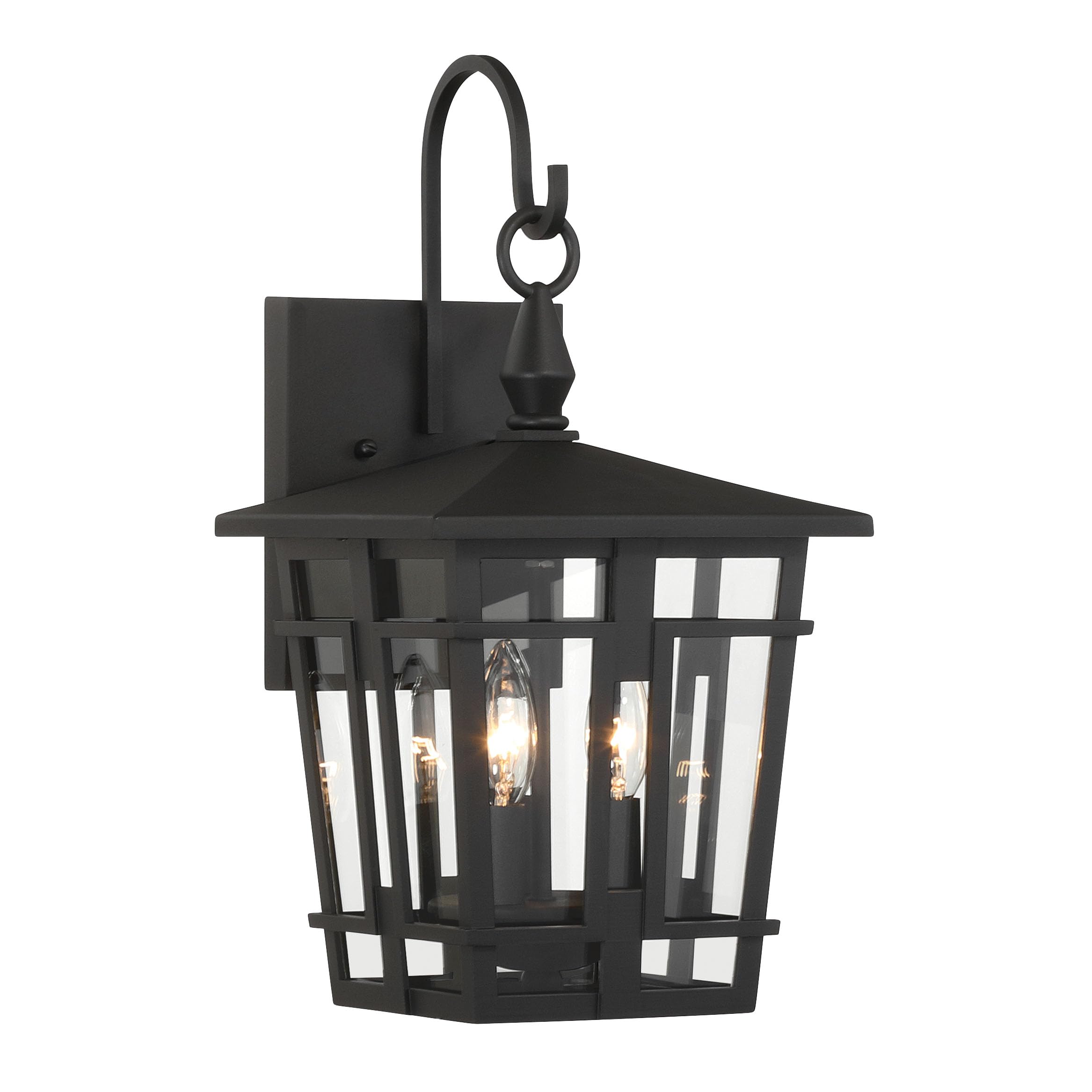 The Great Outdoors 77901-66 Fieldstone 3 Light 18 Tall Outdoor Wall Sconce - Sand Coal Black with Clear Glass