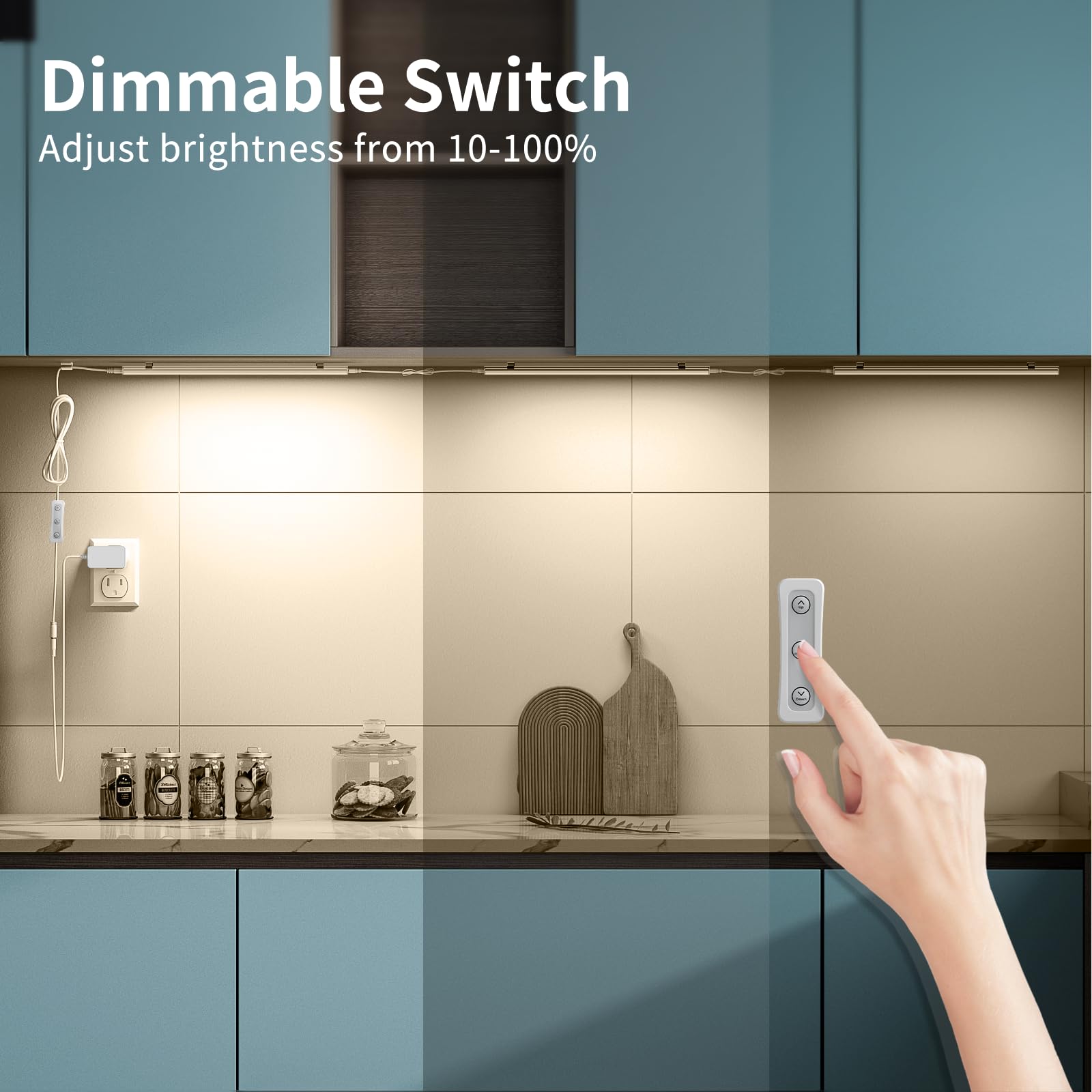 ASOKO Dimmable LED Under Cabinet Lights, 3 Pack 12" Warm White, Aluminum, Linkable, Model YQ-CGD-3C