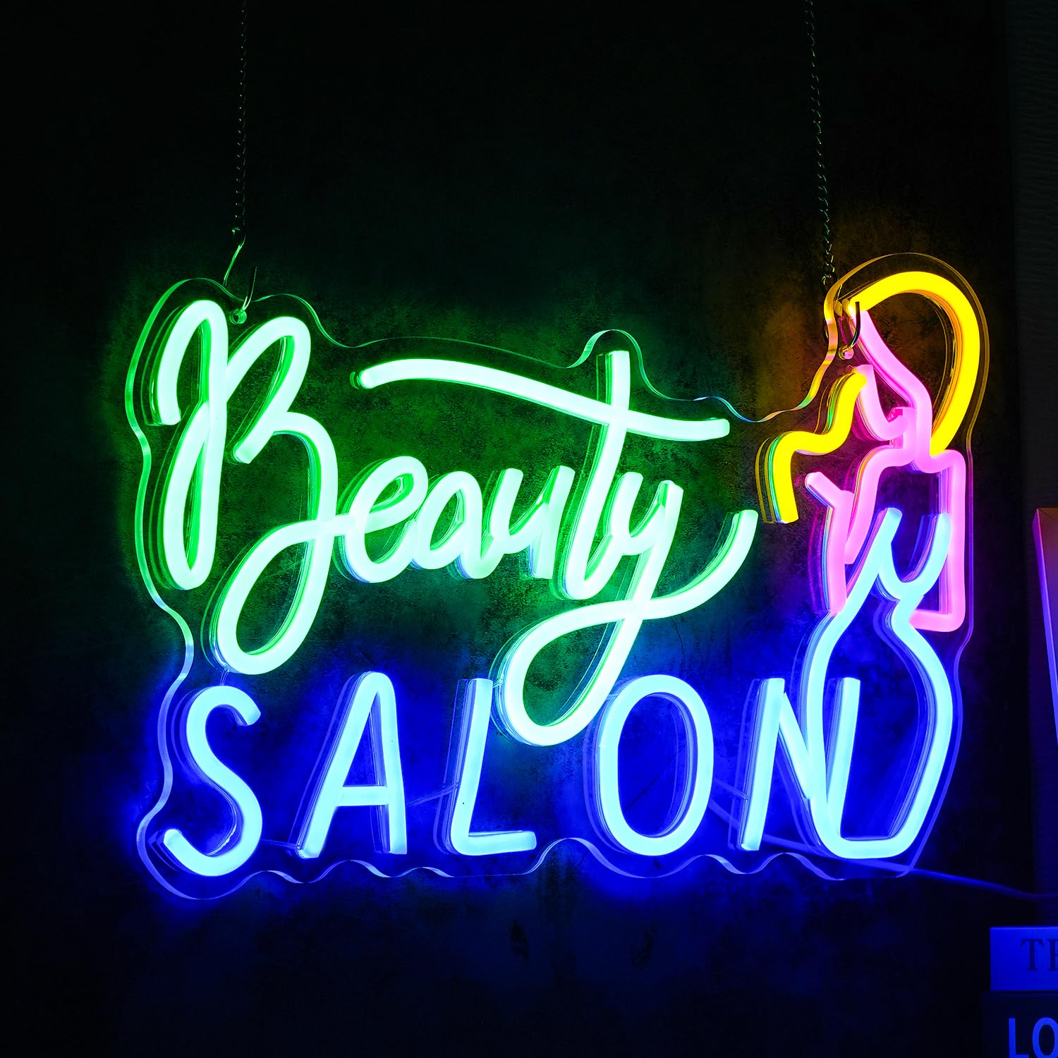LISIGNVE Flower Shop Neon Sign, Dimmable LED Wall Art, 16.7x12.2 inches, Silicone, Blue Pink, USB Powered, Ideal for Bedroom and Parties