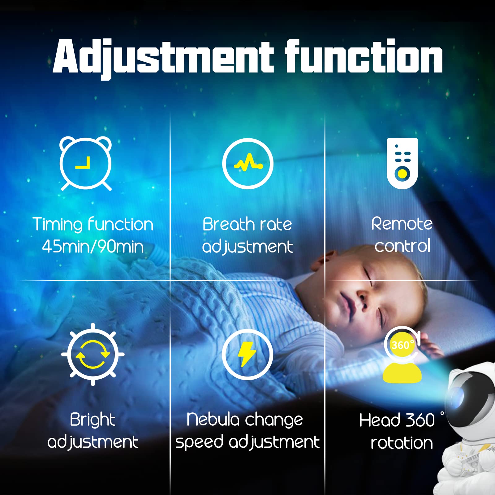 Star Projector For Kids - Astronaut Nebula Galaxy Night Light With Remote Control, Timing And Rotation - Magnetic Decor For Bedr