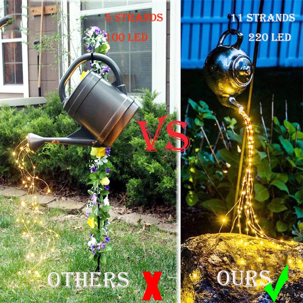 Shukan 2 Pack 220 Led Firefly Bunch Lights, 8 Flashing Modes Waterproof Copper Wire Waterfall Lights, Fairy Lights For Indoor Ou