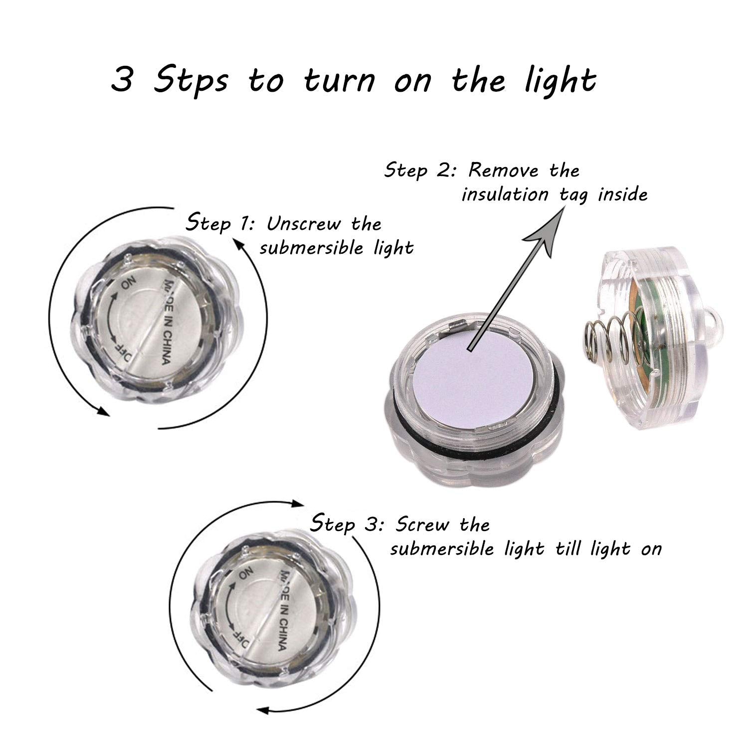 Rhytsing Set Of 12 Submersible Led Tealights, Waterproof Underwater Wedding Tea Lights, Warm White Steady Light, Batteries Included