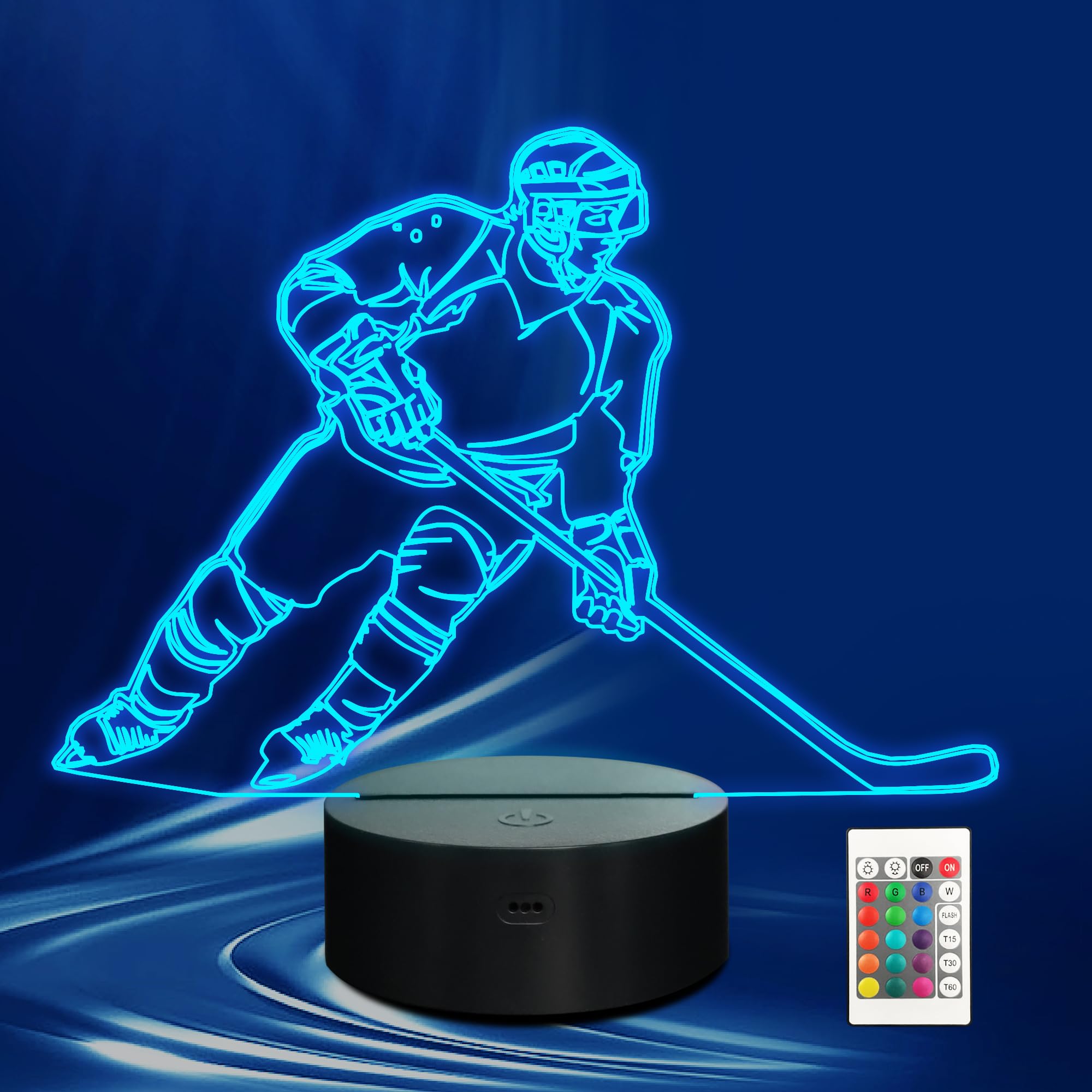 CoolGift Mart Hockey Gifts, 3D Rangers Hockey Lamp with 16 Color Changing Remote Control and Timer, Perfect Christmas and Birthd