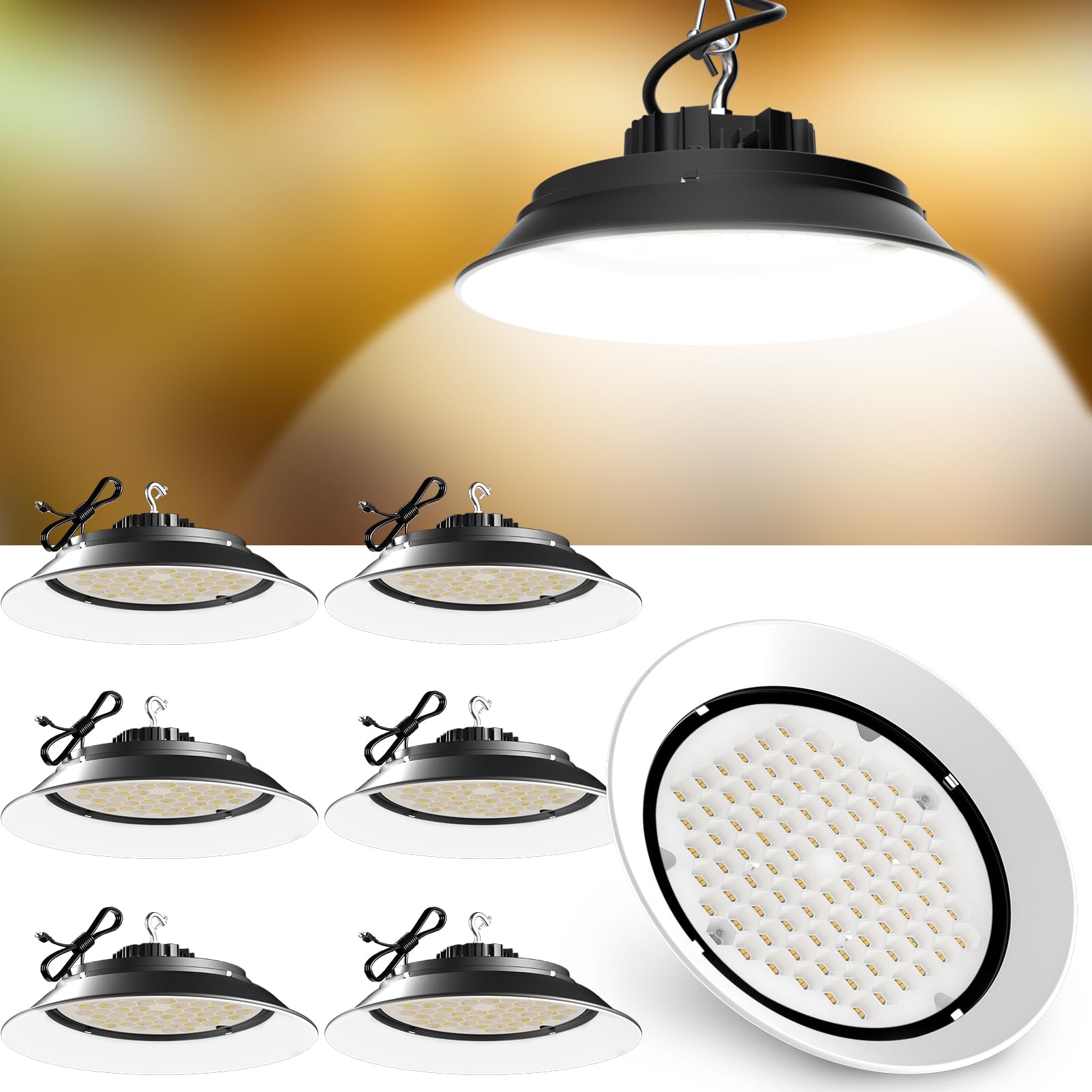 Lightdot 165W (200X1W LED) LED High Bay Light with Diffuser 24750lm High Bay LED Lights, AC100-277V 5000K High Bay LED Shop Ligh