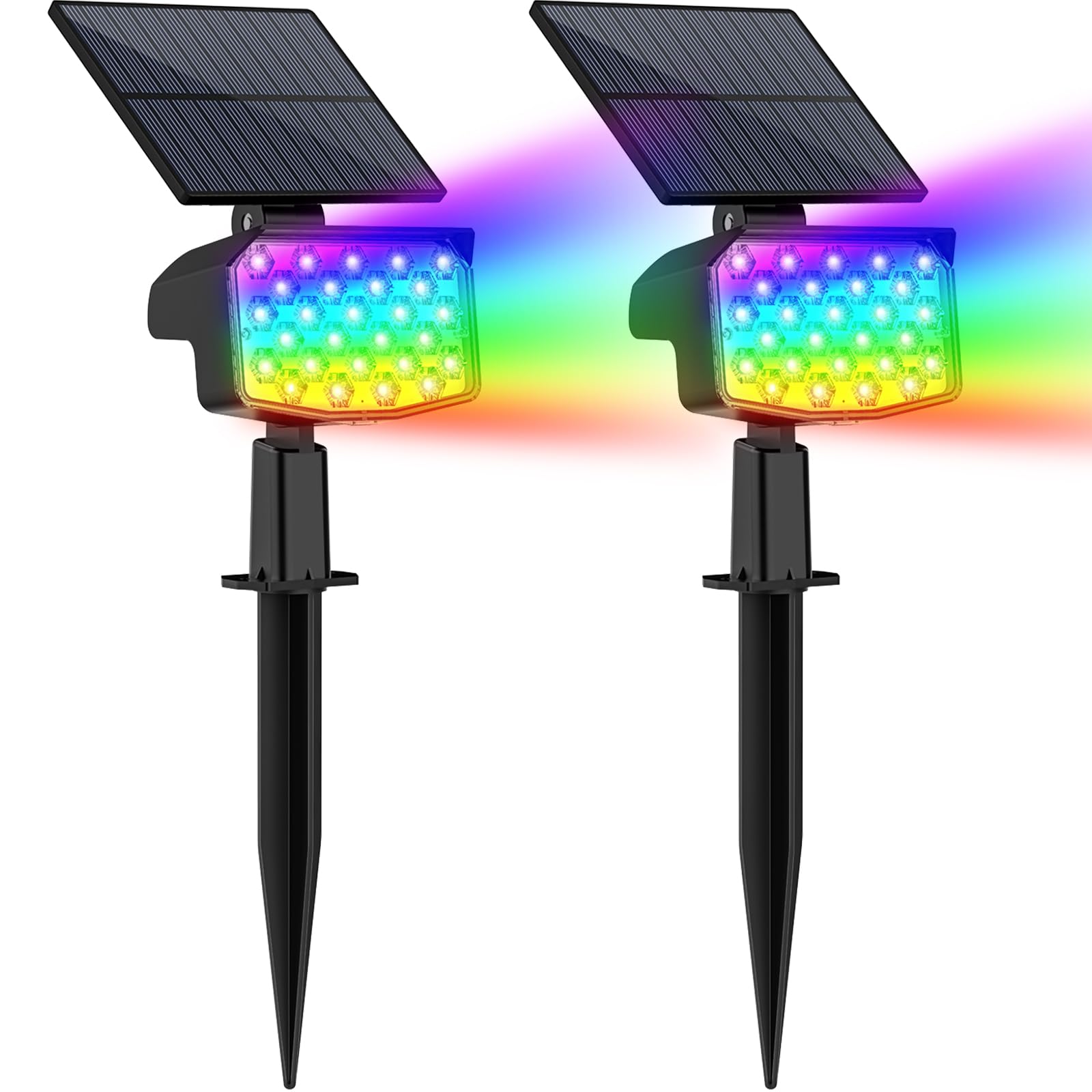 WELALO Solar Color Changing Spot Lights Outdoor, Waterproof Solar Christmas Lights with 9 Modes, Multicolor RGB Landscape Spotli