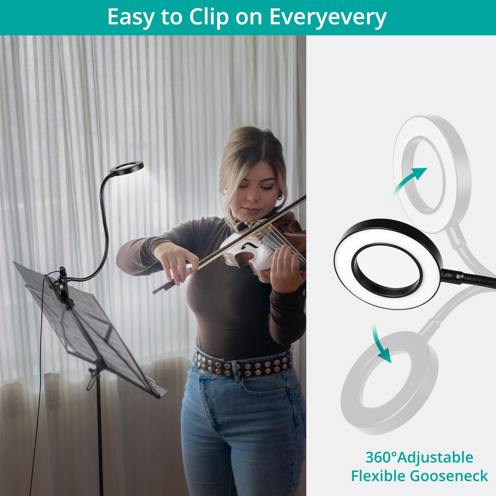 Desk Clip On Lamp With 5X Magnifying Glass, 10 Dimmable Brightness, 3 Modes, 5V 2A Adapter, Clamp Light For Reading, Craft, Pain