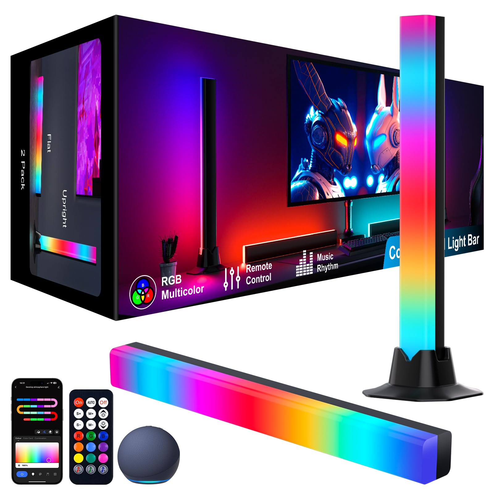 Eastfine RGB Light Bar, Smart LED, Music Sync, USB Powered, Model DX21005-01, Wifi Black