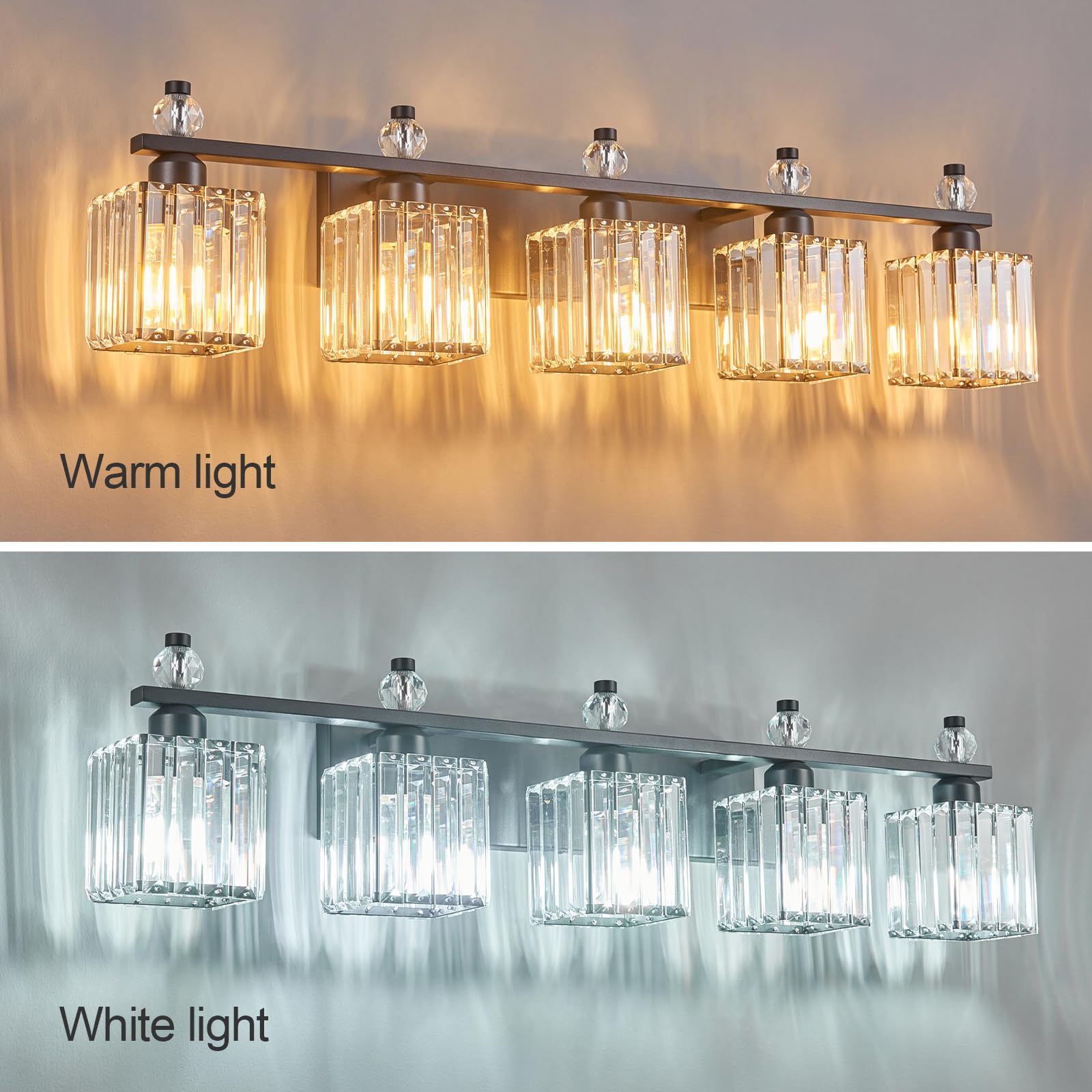 FDPBY 5-Light Crystal Vanity Light Sand Black Bathroom Fixtures Model 290