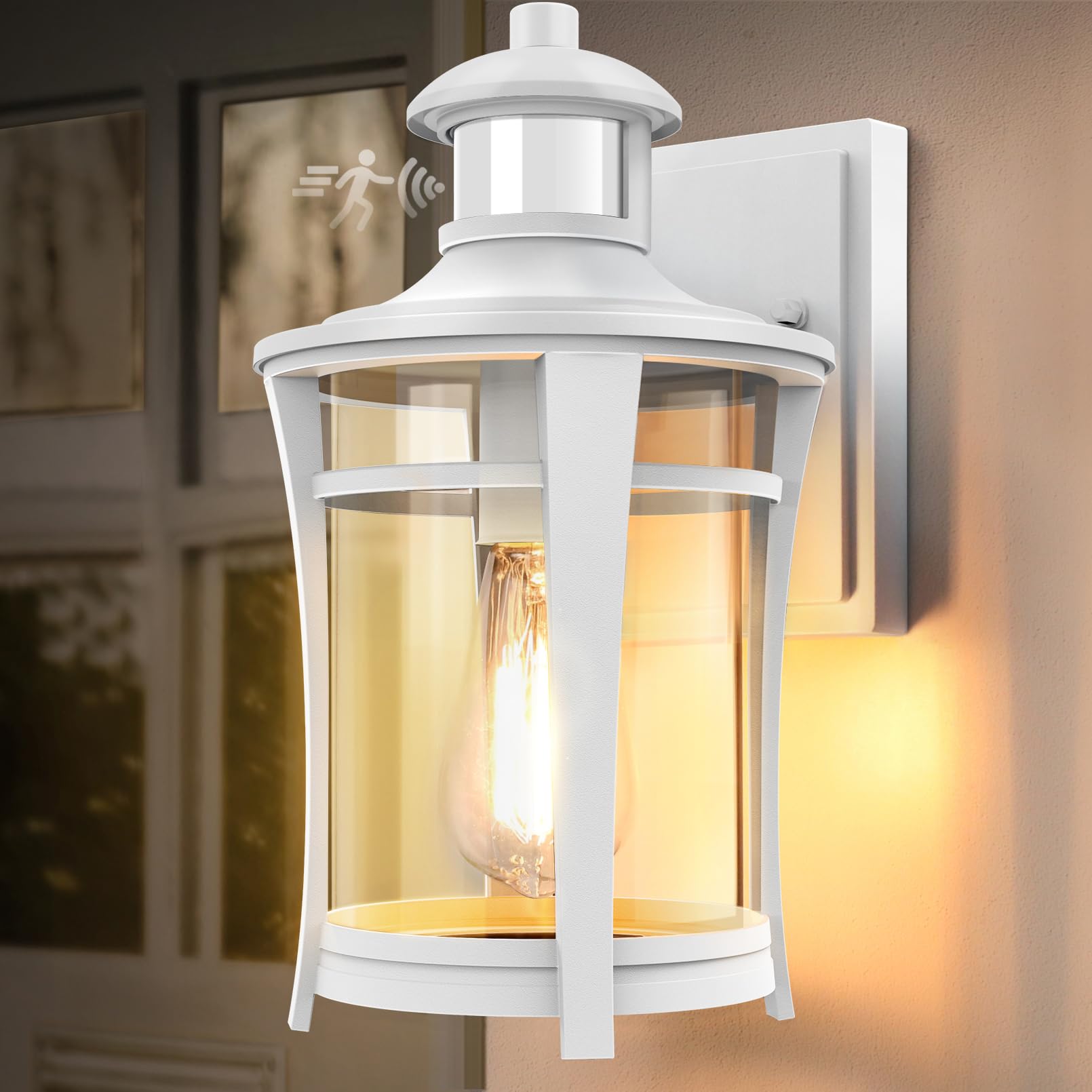 Lamomo Porch Lights Outdoor White, Dusk to Dawn Wall Light Fixtures, Exterior Front Sconces Wall Mounted Lighting, Waterproof An
