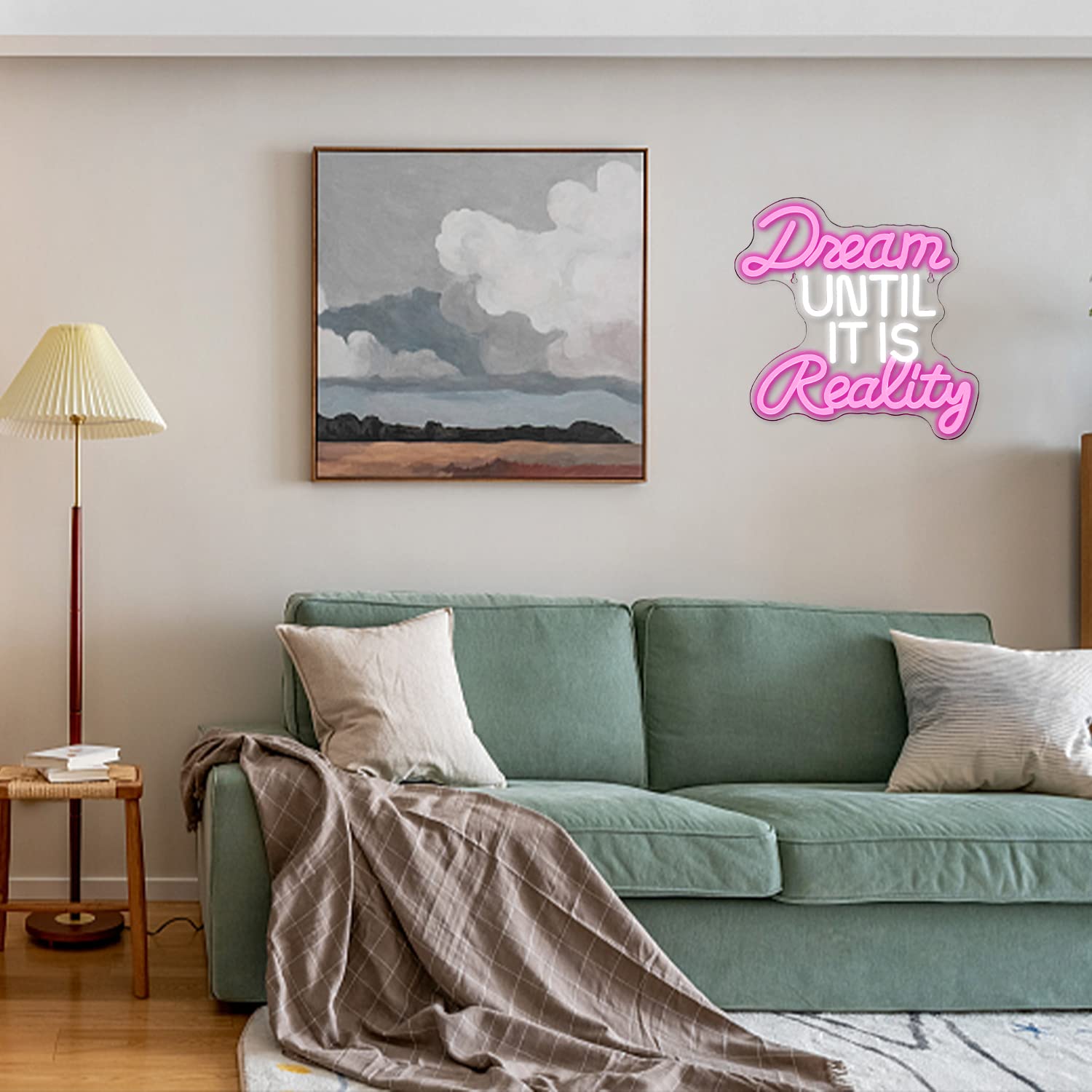 Horseneon Neon LED Sign - Dream Until It Is Reality - USB Powered - Acrylic - Pink/White - Model 1273 - Wall Decor for Bedroom/Office