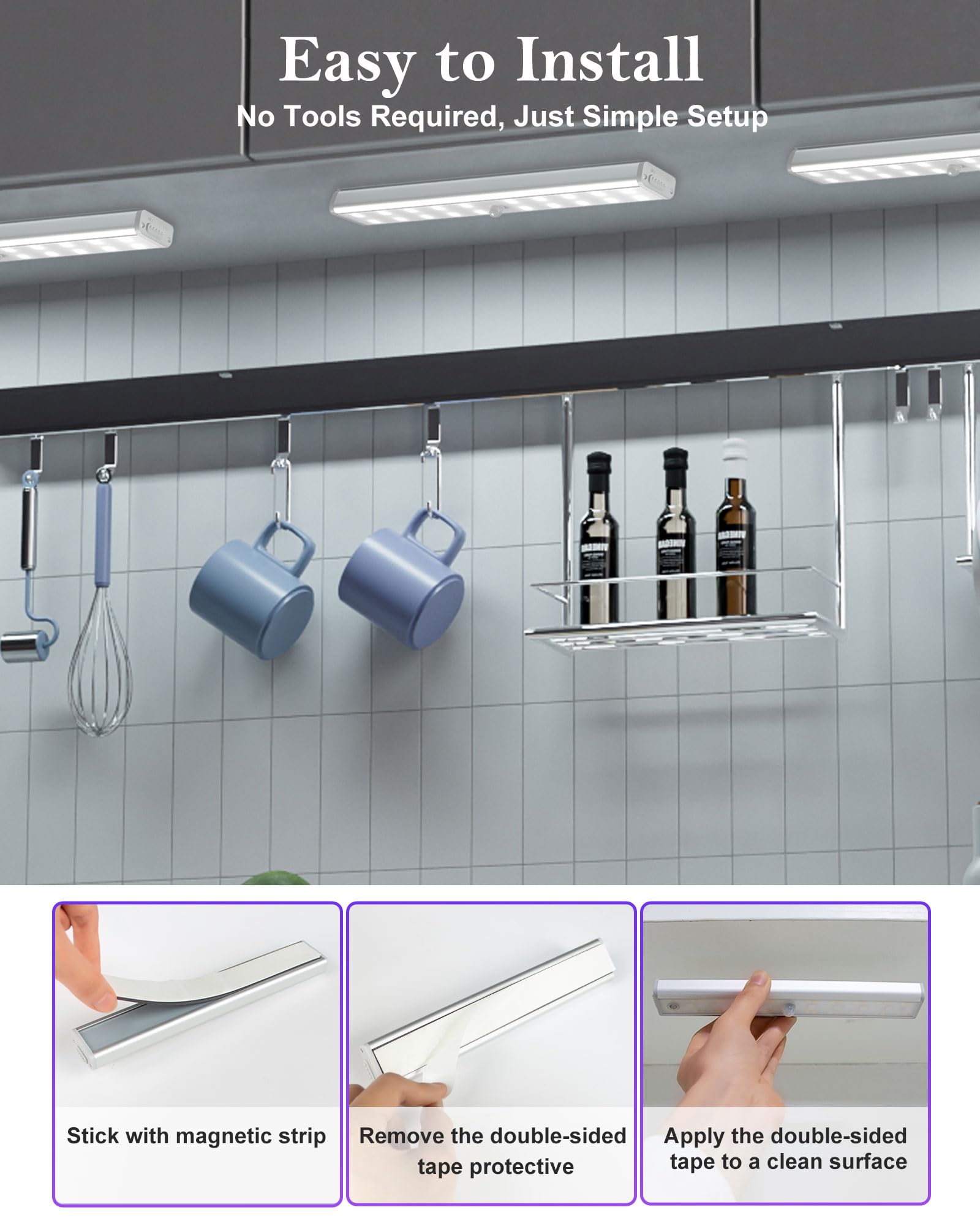 SZOKLED Under Cabinet Lights, Wireless 48LED, Dimmable RGB 15 Color, Remote Control, Aluminum, Model RD10-4, 4 Pack