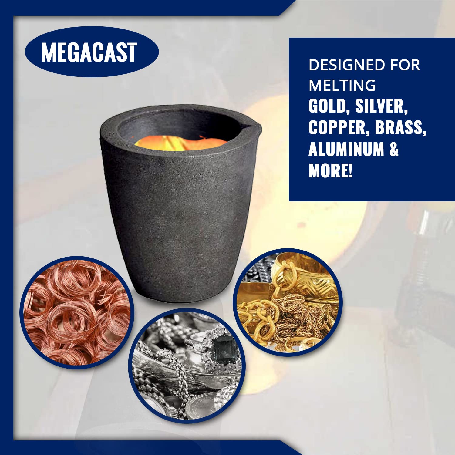 #3 6Kg Metal Cap. Megacast, Foundry Clay Graphite Crucibles Black Cup Furnace Torch Melting Casting Refining Gold Silver Copper