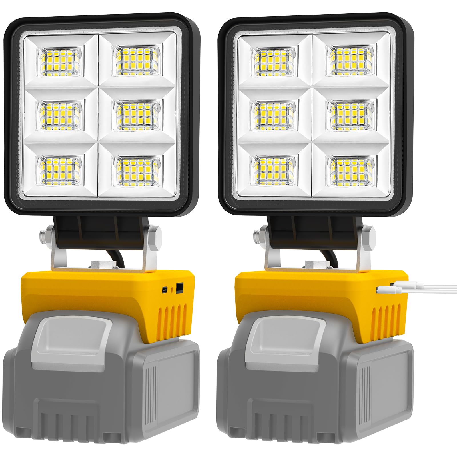 2 PCS LED Work Light Compatible with Dewalt 20V Max Battery T-SUNiceM 5200LM Flashlight 20V Battery Cordless Work Light 140Adjus