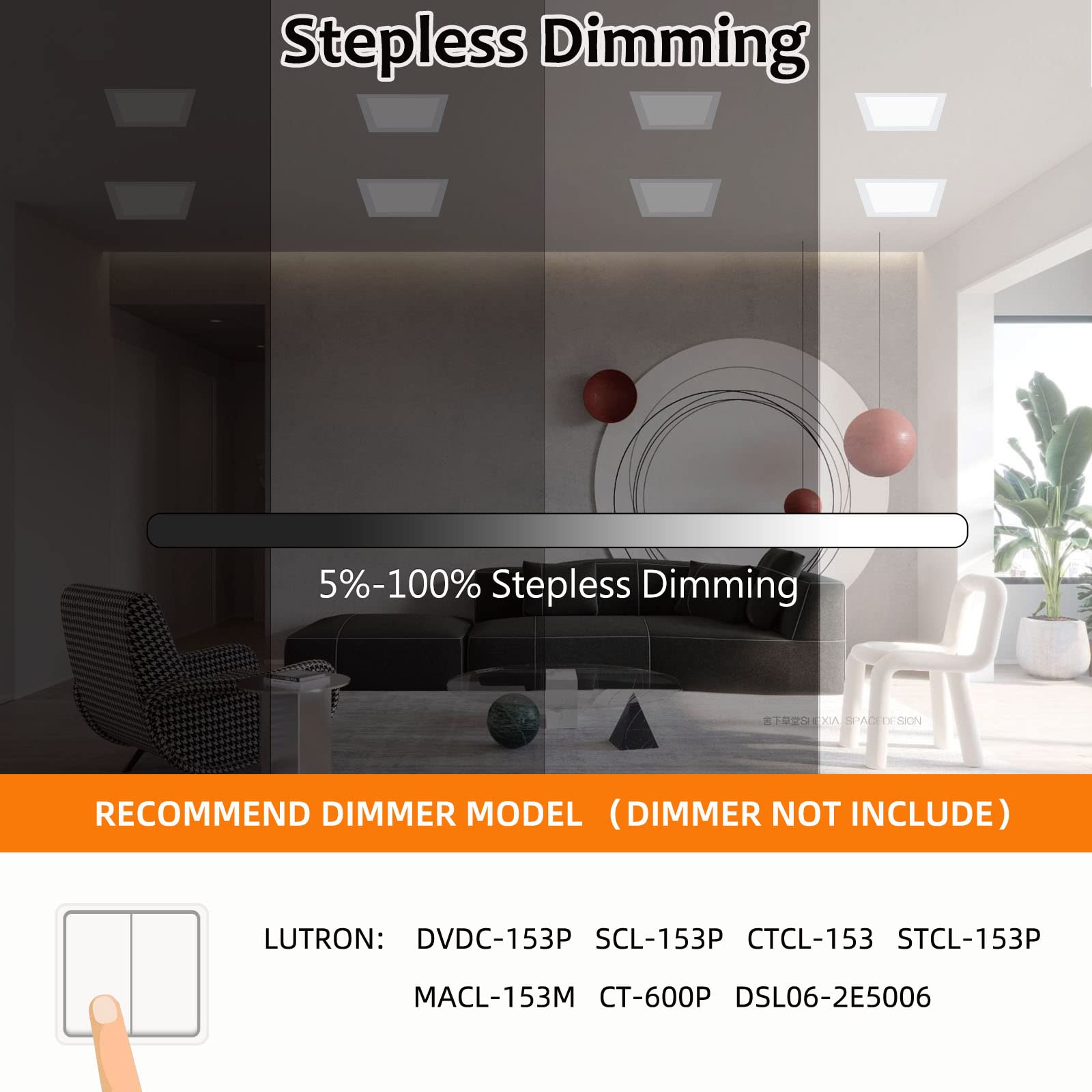 LZHOME 11 Inch Square LED Recessed Light, Dimmable, 2200 Lumens, Ultra Thin, White, 3 Color Temperature Selectable, Aluminum