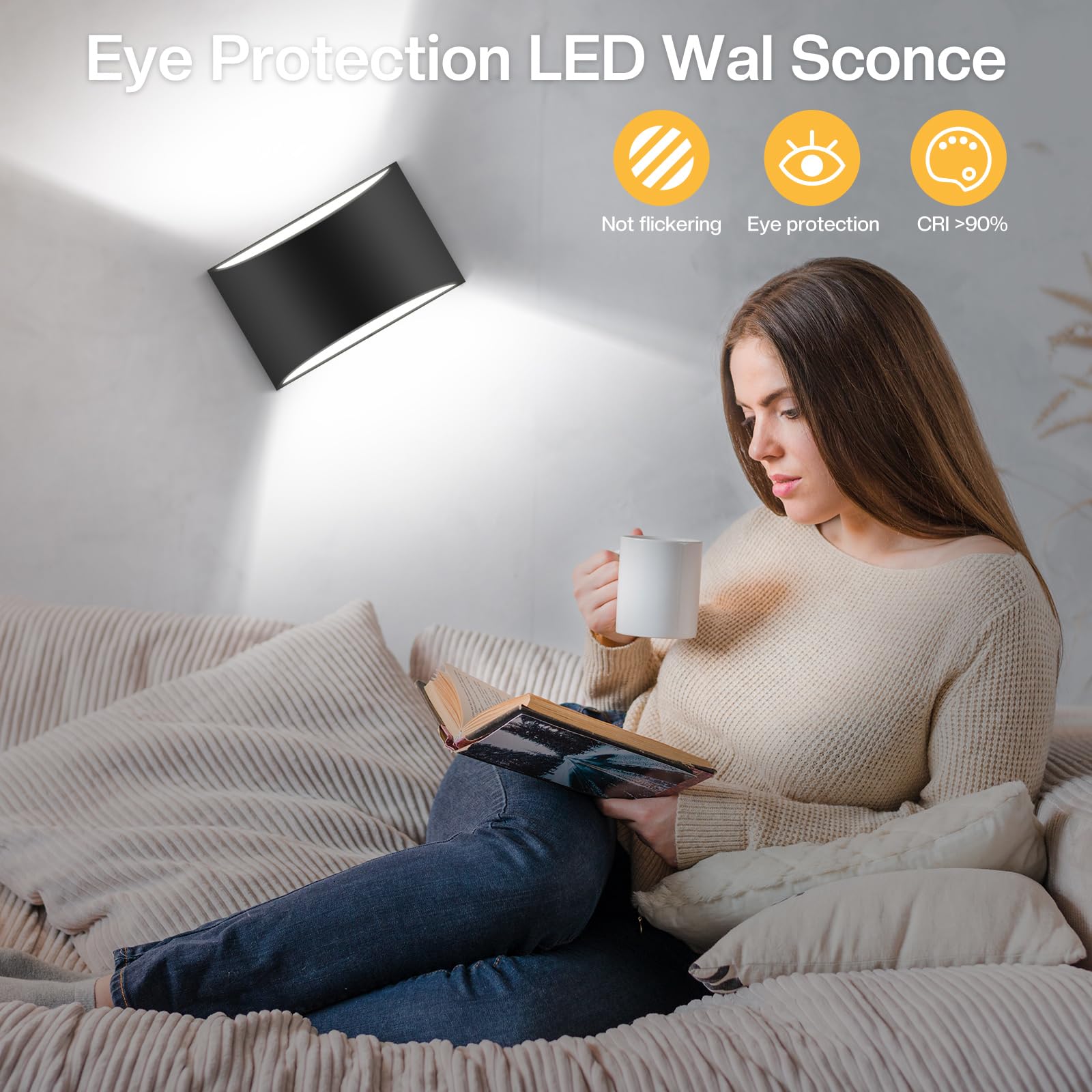 Aiilsmp 8 Pack Black Led Wall Sconce Indoor Cool White 6000K Led Wall Lights Hardwired Up And Down Wall Light Fixture (With G9 Bulbs)
