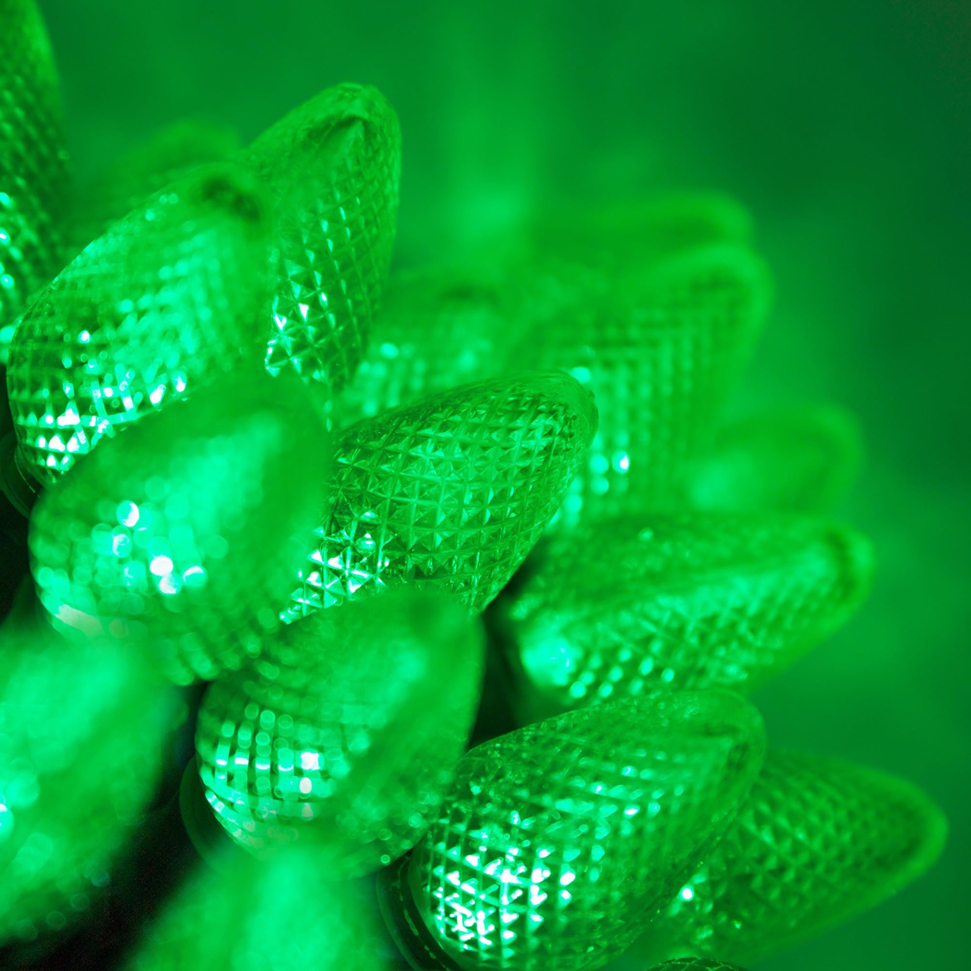 Wintergreen Lighting C7 Green Christmas Lights Set of 25, 17 Ft, Green LED Christmas Lights St. Patricks Day Lights Halloween Lights Party LED Christmas Lights Outdoor Christmas String Lights