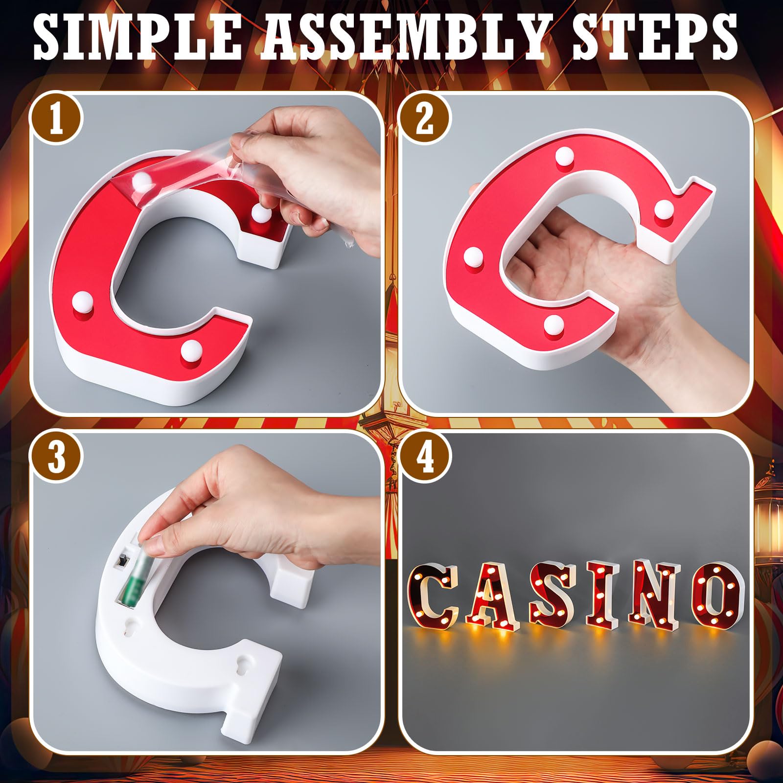 Aurelema Light Up Letters Sign - Battery Powered LED Alphabet Decor - Warm Light