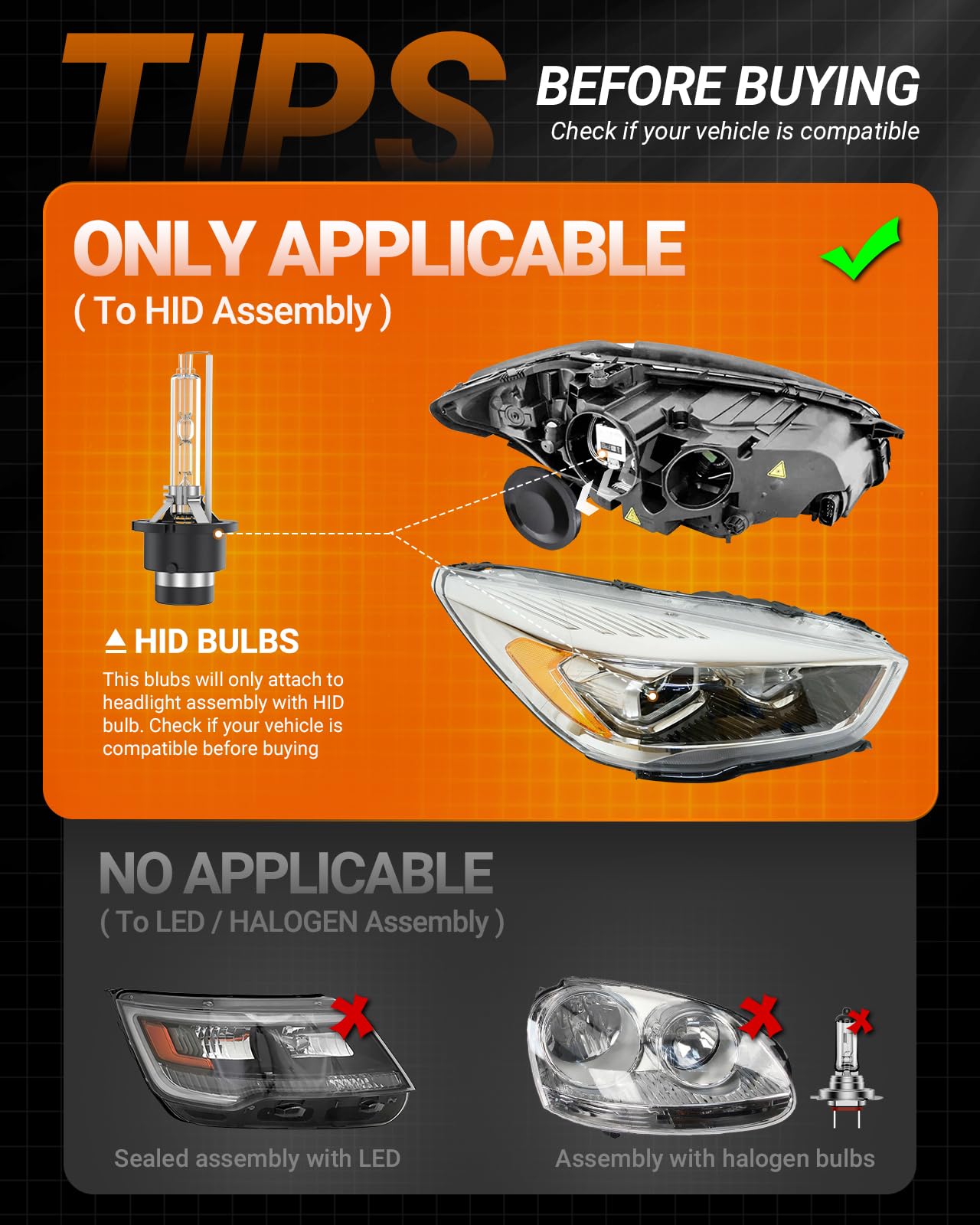 SEALIGHT D4S HID Bulbs 6000K Cool White Pack of 2, Mini Size, Plug and Play