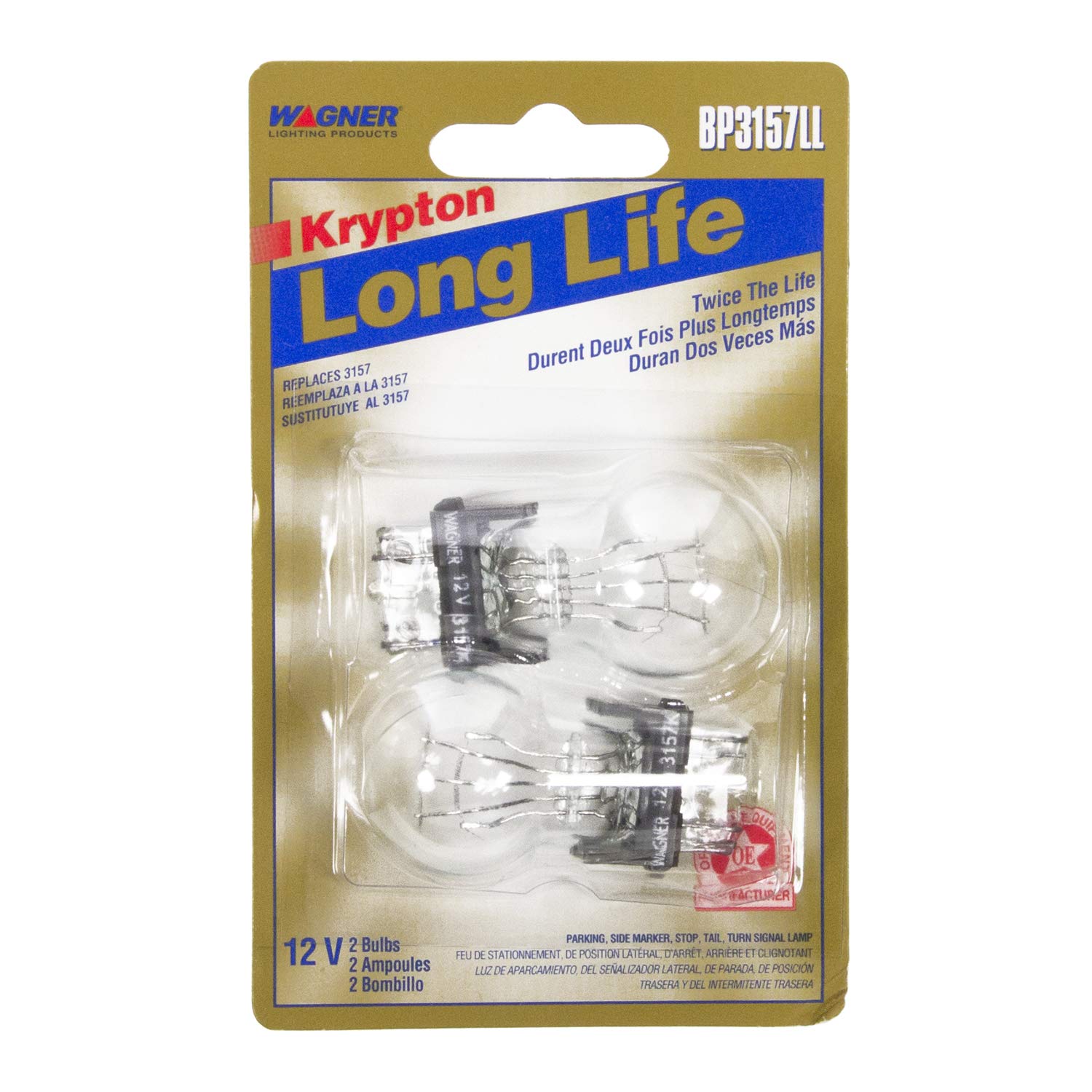 Wagner Long Life Multi-Purpose Light Bulbs, BP3157LL, Assorted, Card of 2, Glass, One Size