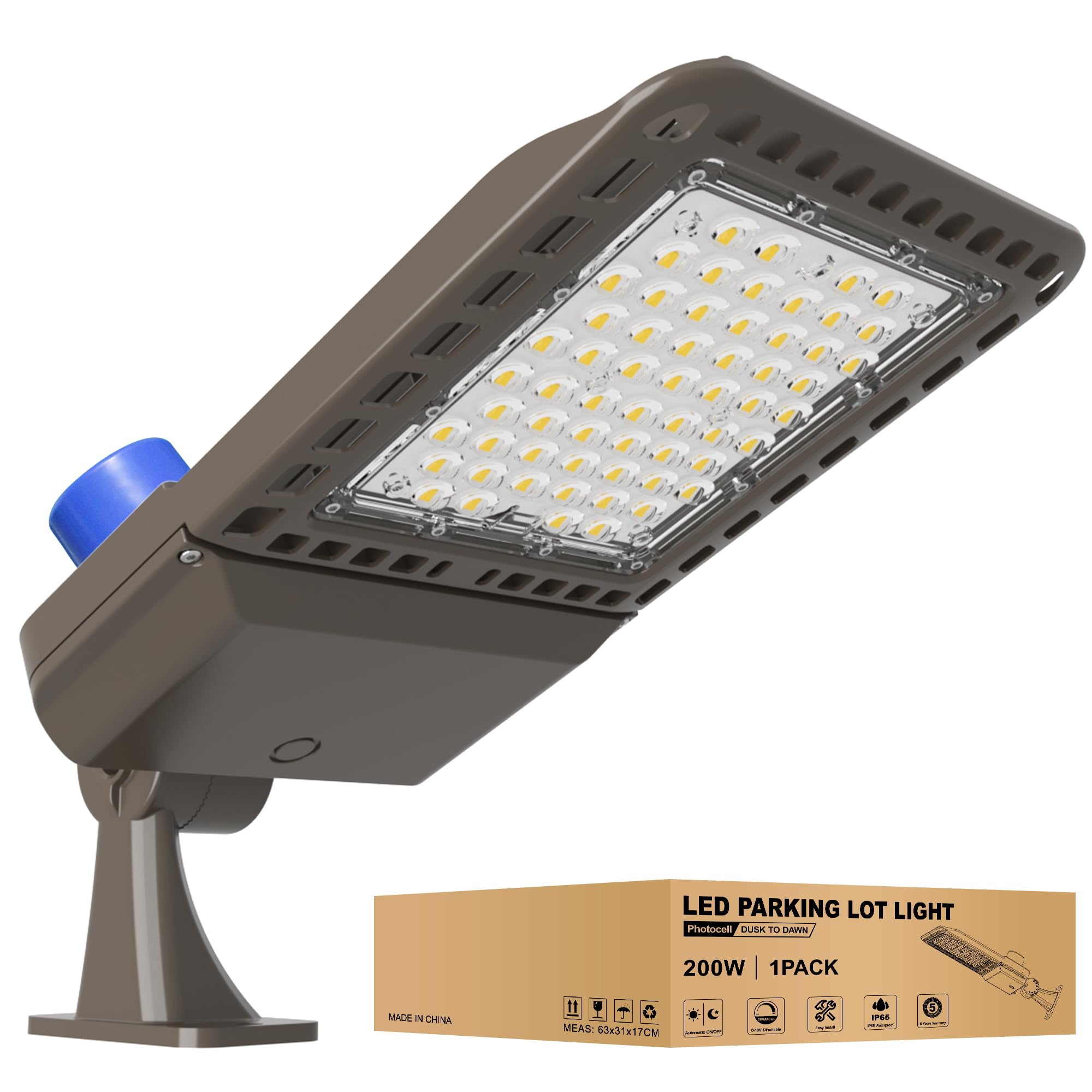 Jc-Lgl Led Parking Lot Light 200W, Led Shoebox Light With Arm Mount, 28000Lm 5000K Daylight, Ip65 Waterproof Dusk To Dawn Parking Lot Light, Led Area Light For Parking Lot Sports Stadium