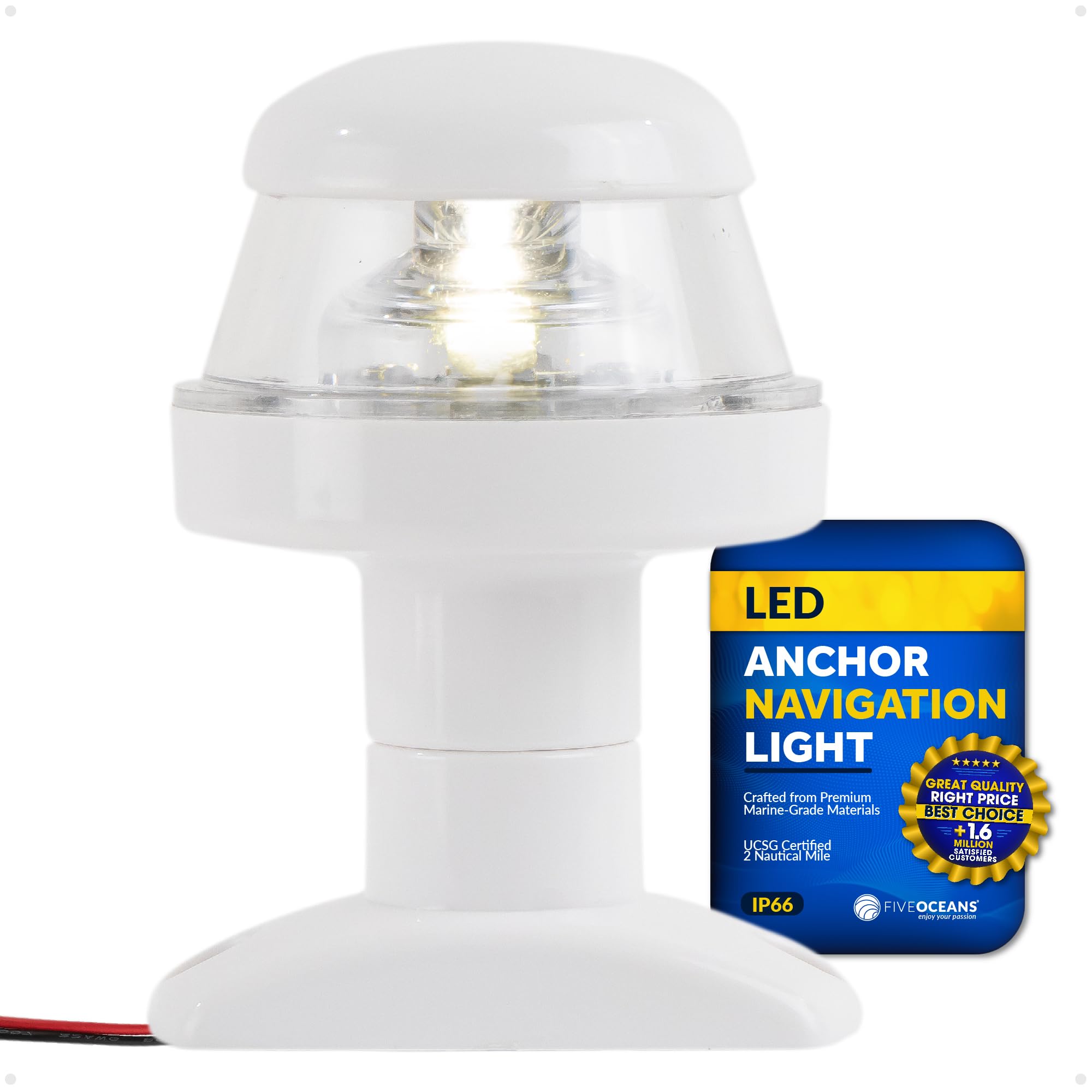 Five Oceans 12V DC Stern Navigation Light, USCG 2NM Compliant, 3-1/4-Inch Fixed Mount, Model FO2312