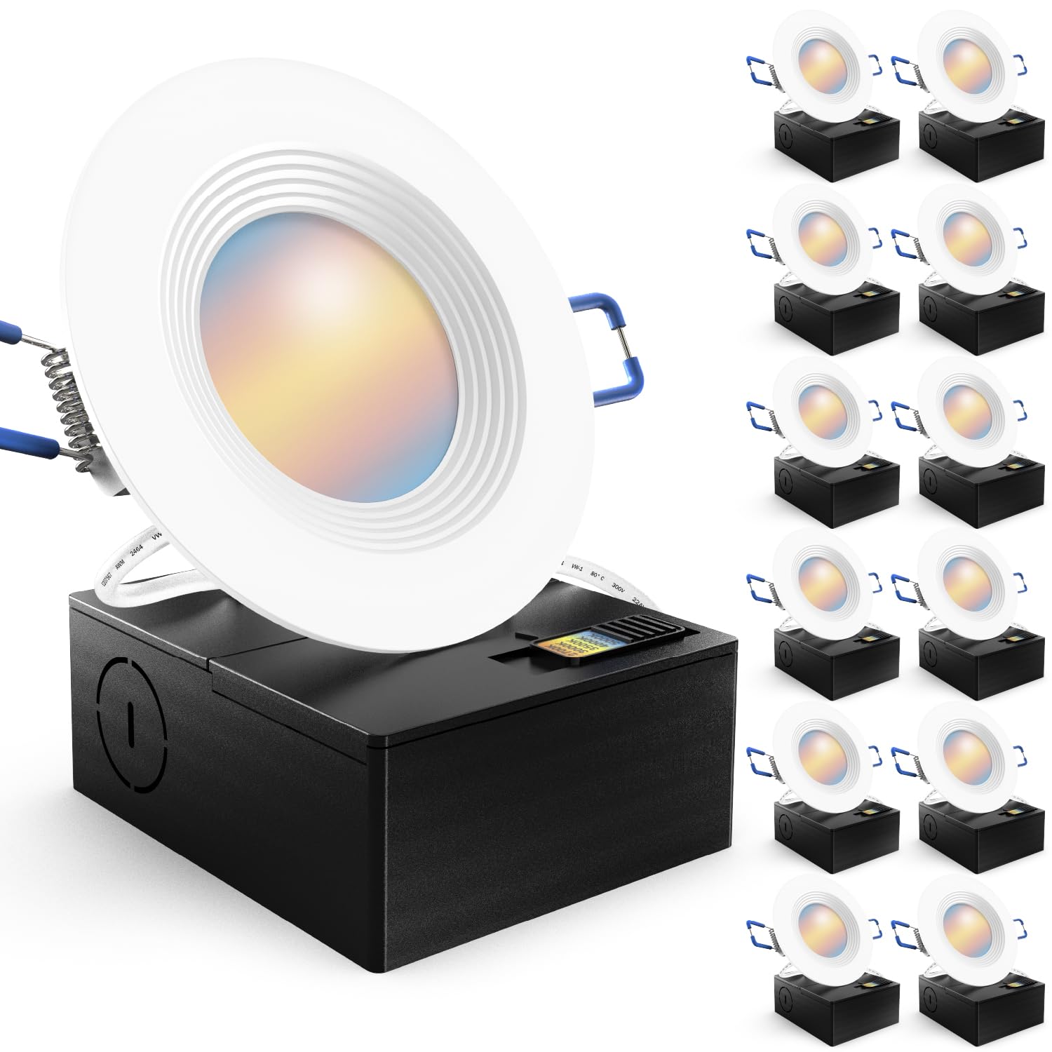 Sunco 12 Pack 3 Inch Recessed Lighting LED, Canless Ultra Thin Flush Mount Ceiling Fixture Light with Junction Box, 550 Lumens, 