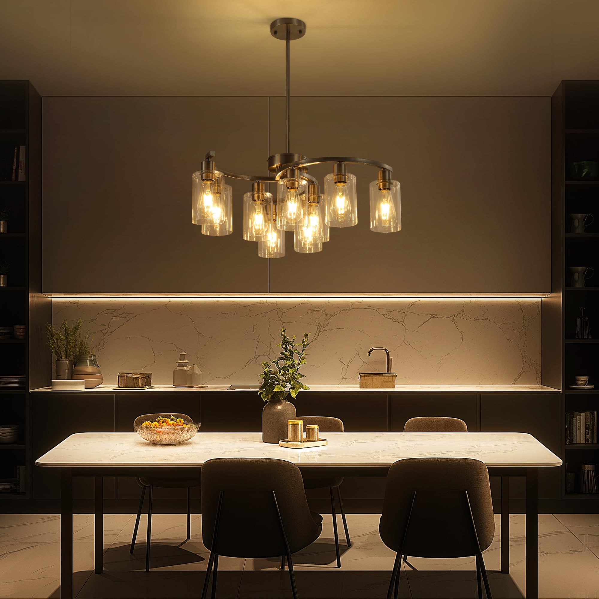 Sigaitwei 9-Light Brushed Nickel Kitchen Light Fixtures
