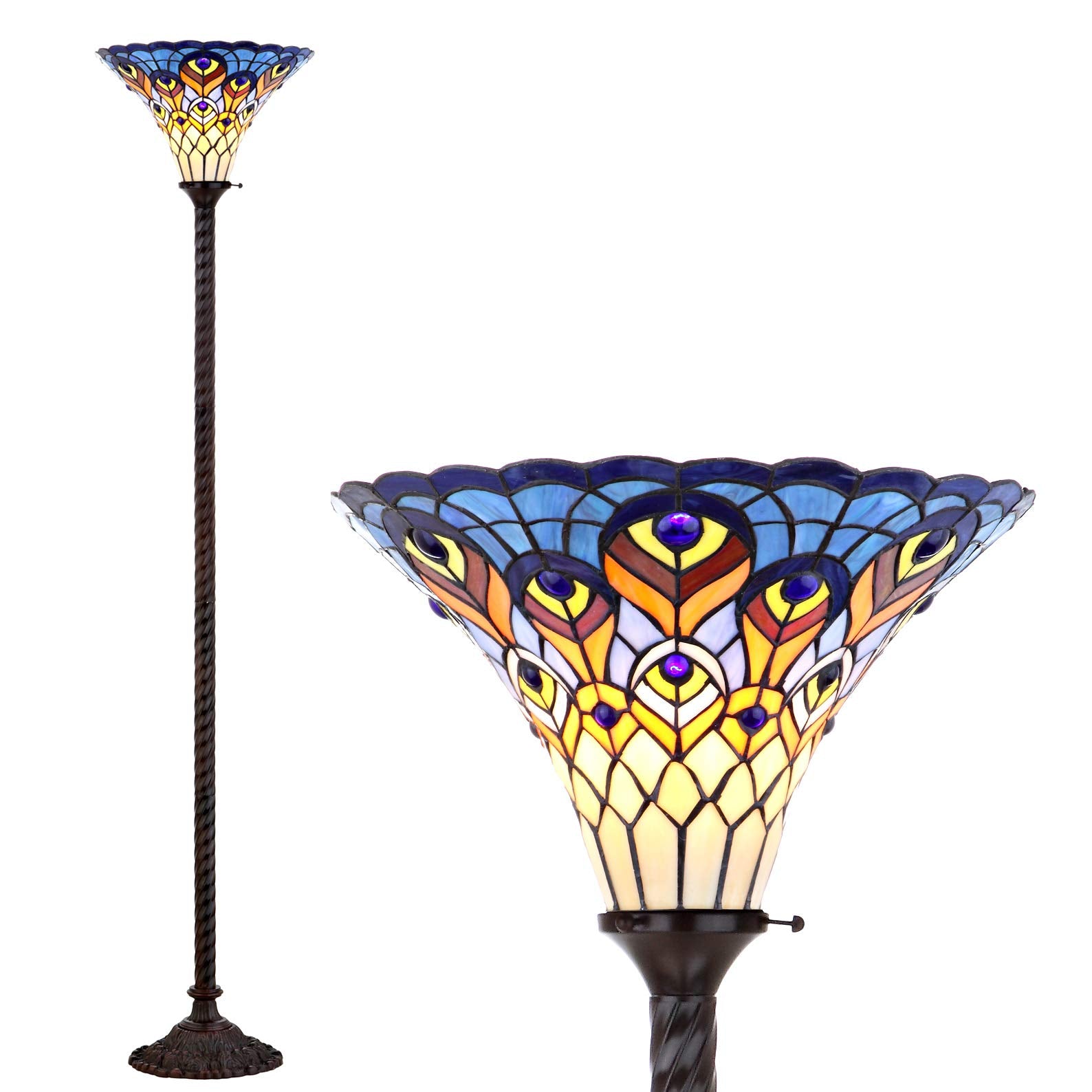 JONATHAN Y Torchiere LED Floor Lamp, Tiffany Style, 70in, Bronze, Model JYL8006A