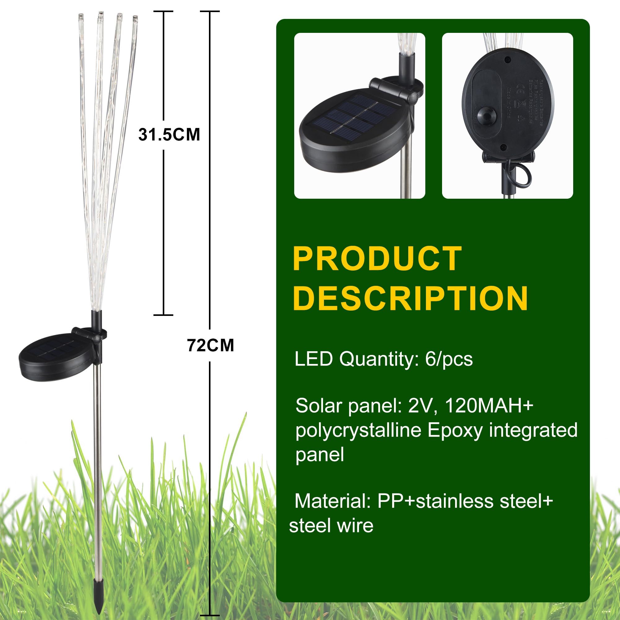 Kemooie 4 Pack Solar Garden Lights, 288 Led Waterproof Warm White Outdoor Pathway Decor