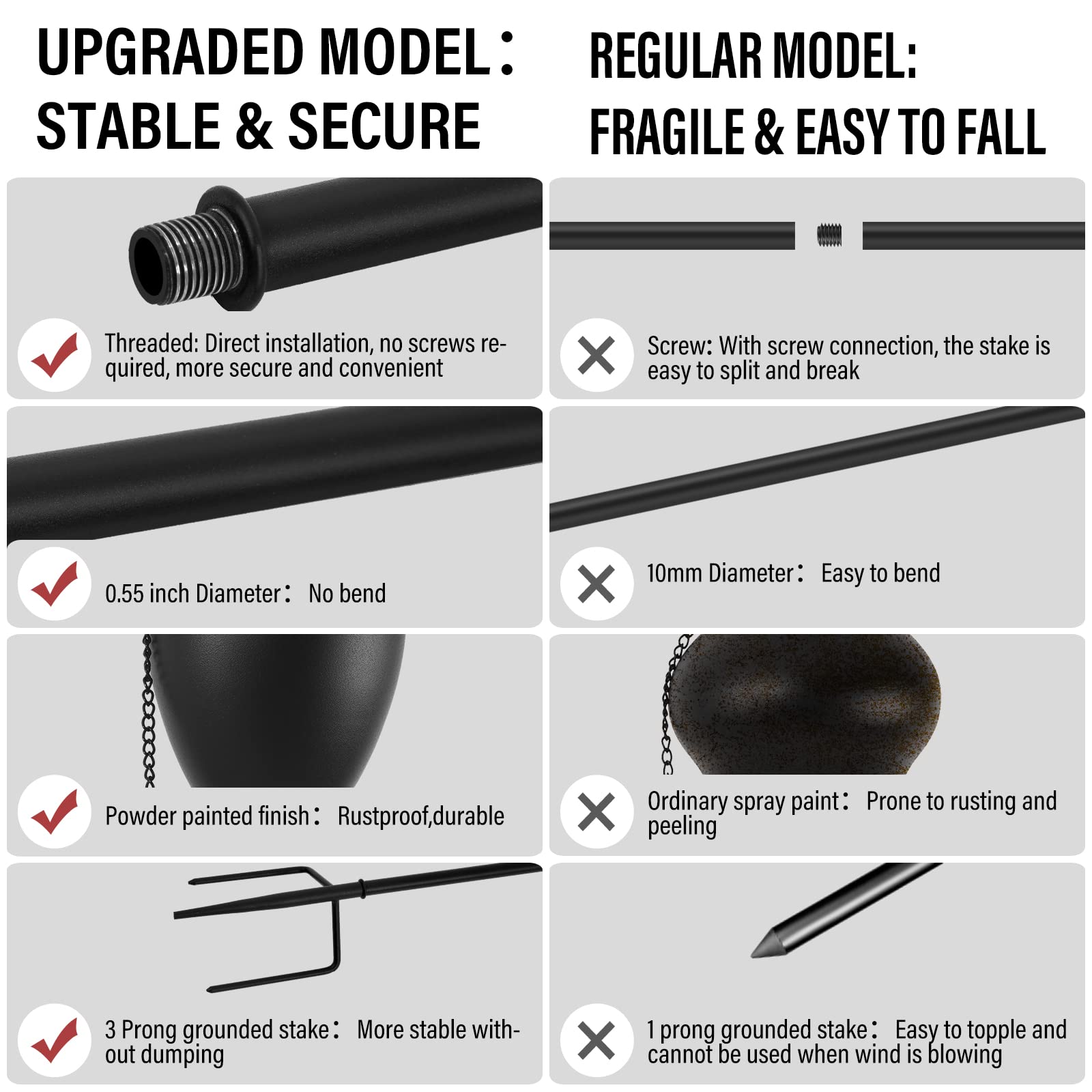 Zspeng 6 Pack Metal Citronella Torches, 58-Inch With 3-Prong Grounded Stake For Outdoor Use